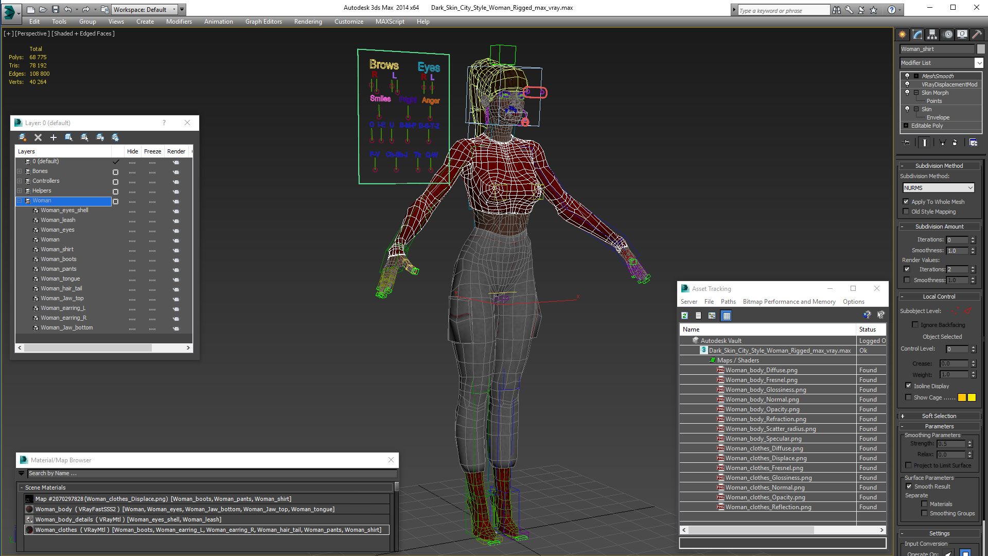 3D Dark Skin City Style Woman Rigged model