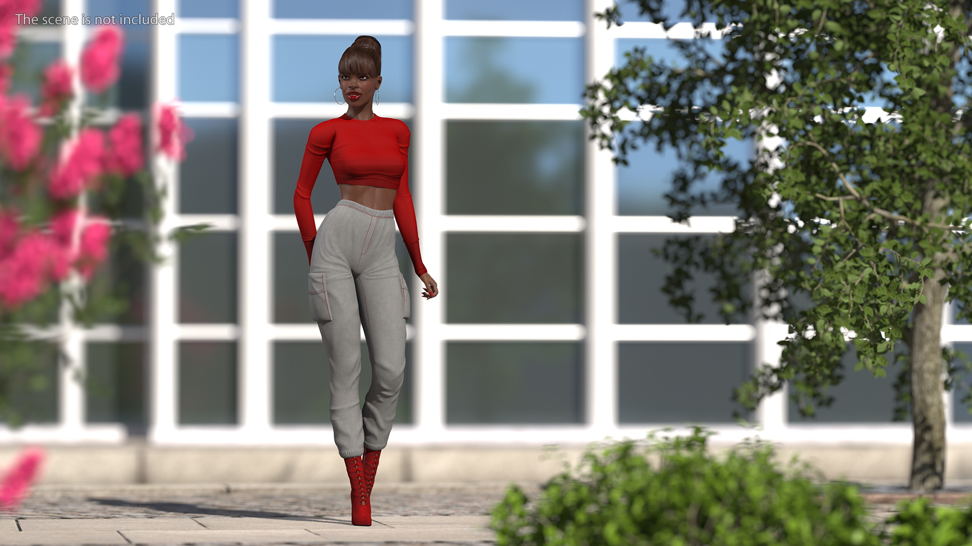 3D Dark Skin City Style Woman Rigged model