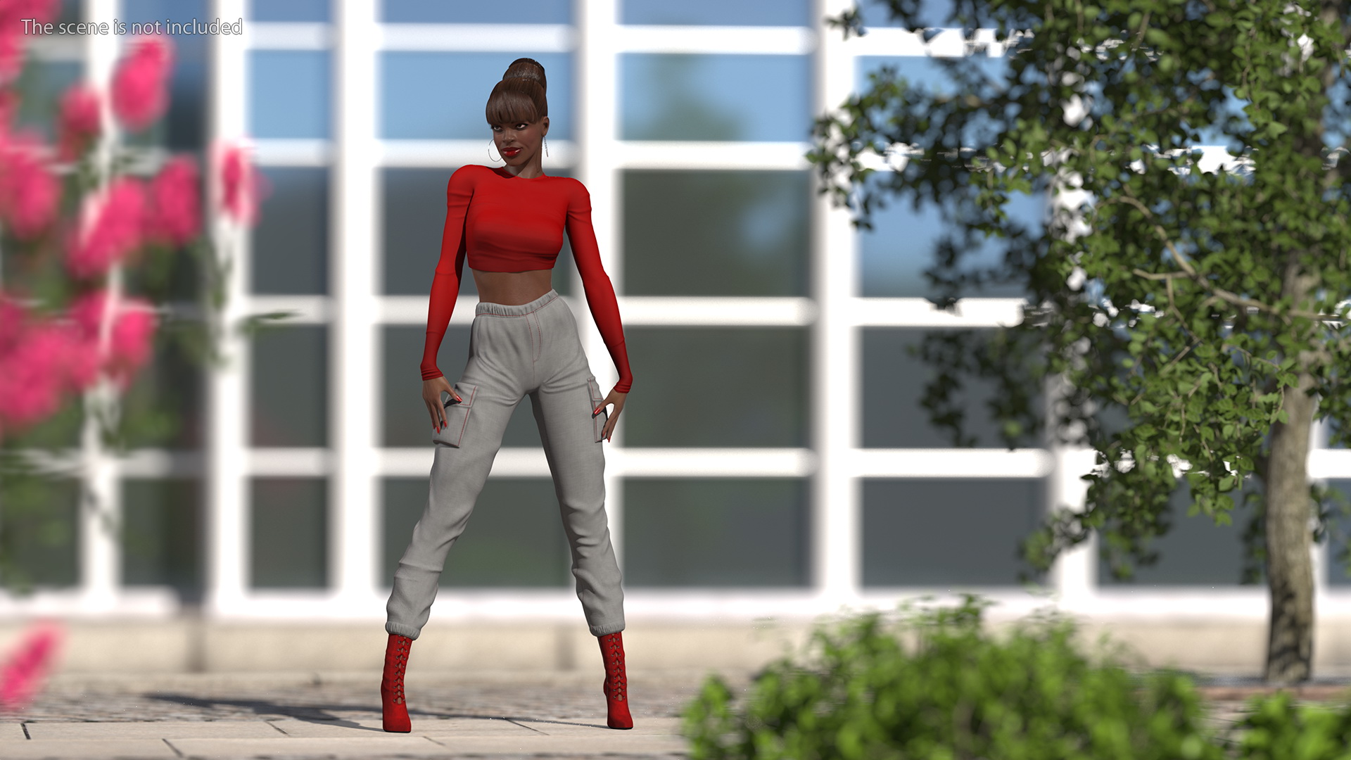 3D Dark Skin City Style Woman Rigged model