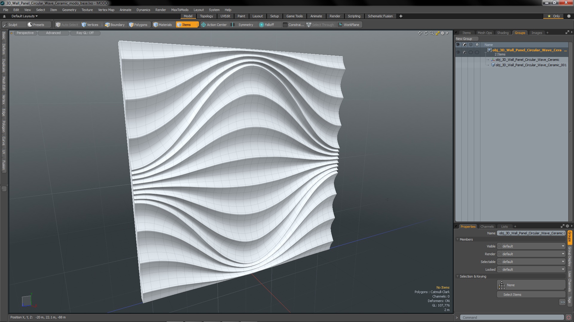 3D model 3D Wall Panel Circular Wave Ceramic
