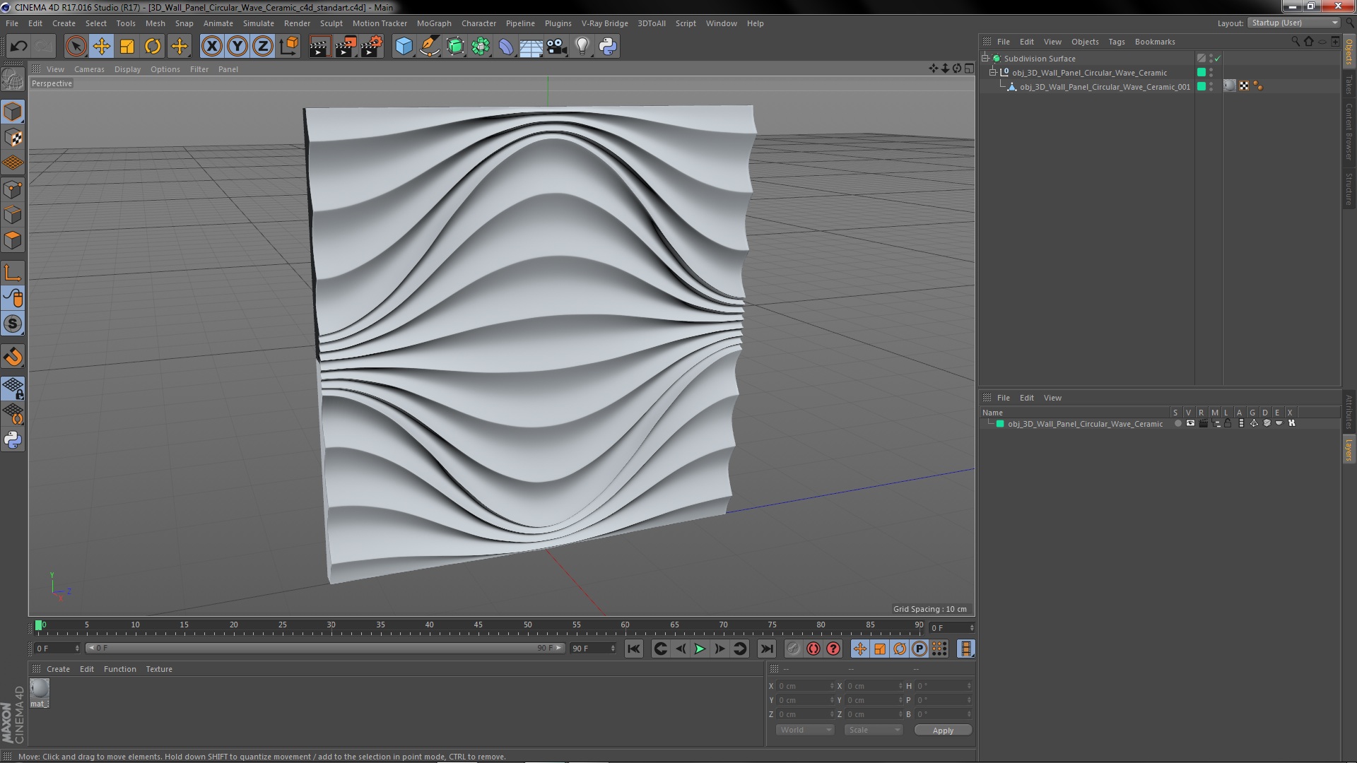 3D model 3D Wall Panel Circular Wave Ceramic