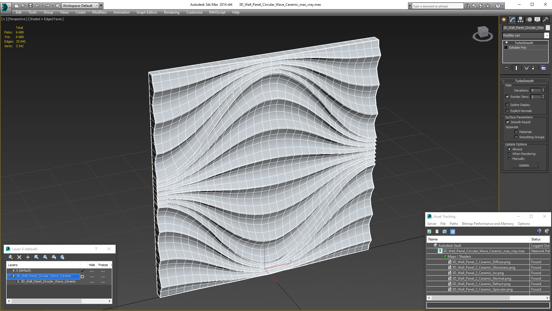3D model 3D Wall Panel Circular Wave Ceramic