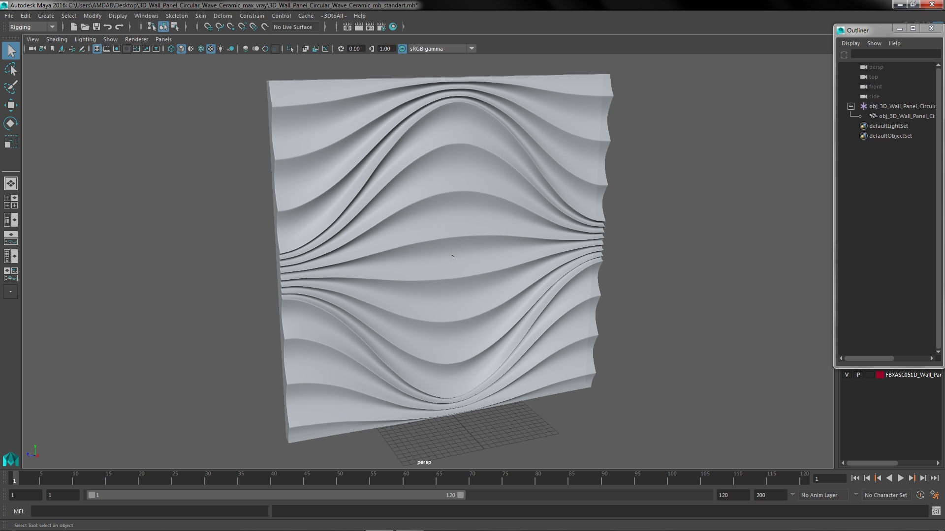 3D model 3D Wall Panel Circular Wave Ceramic
