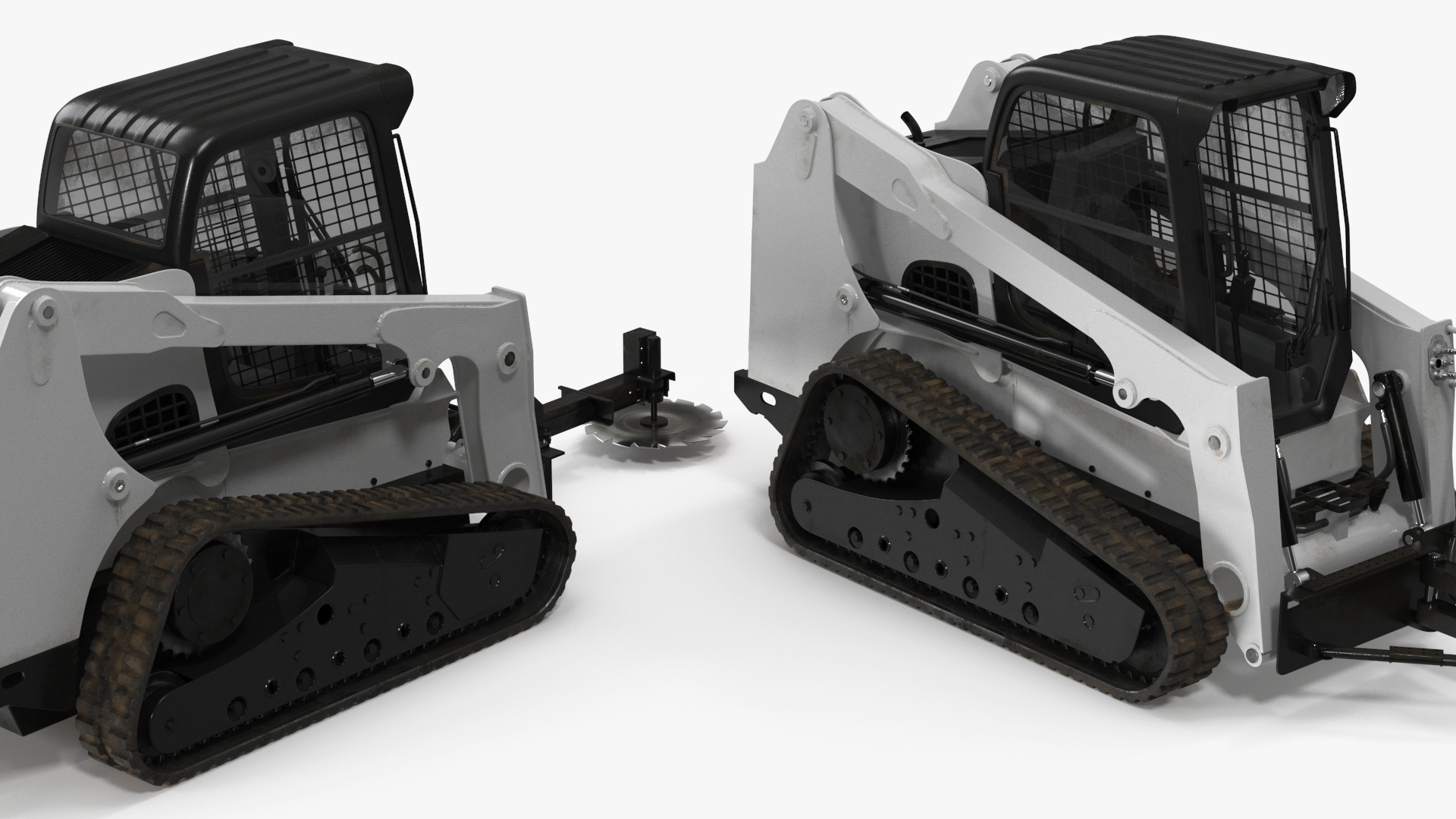 Compact Track Loader with Forestry Saw Attachment 3D model
