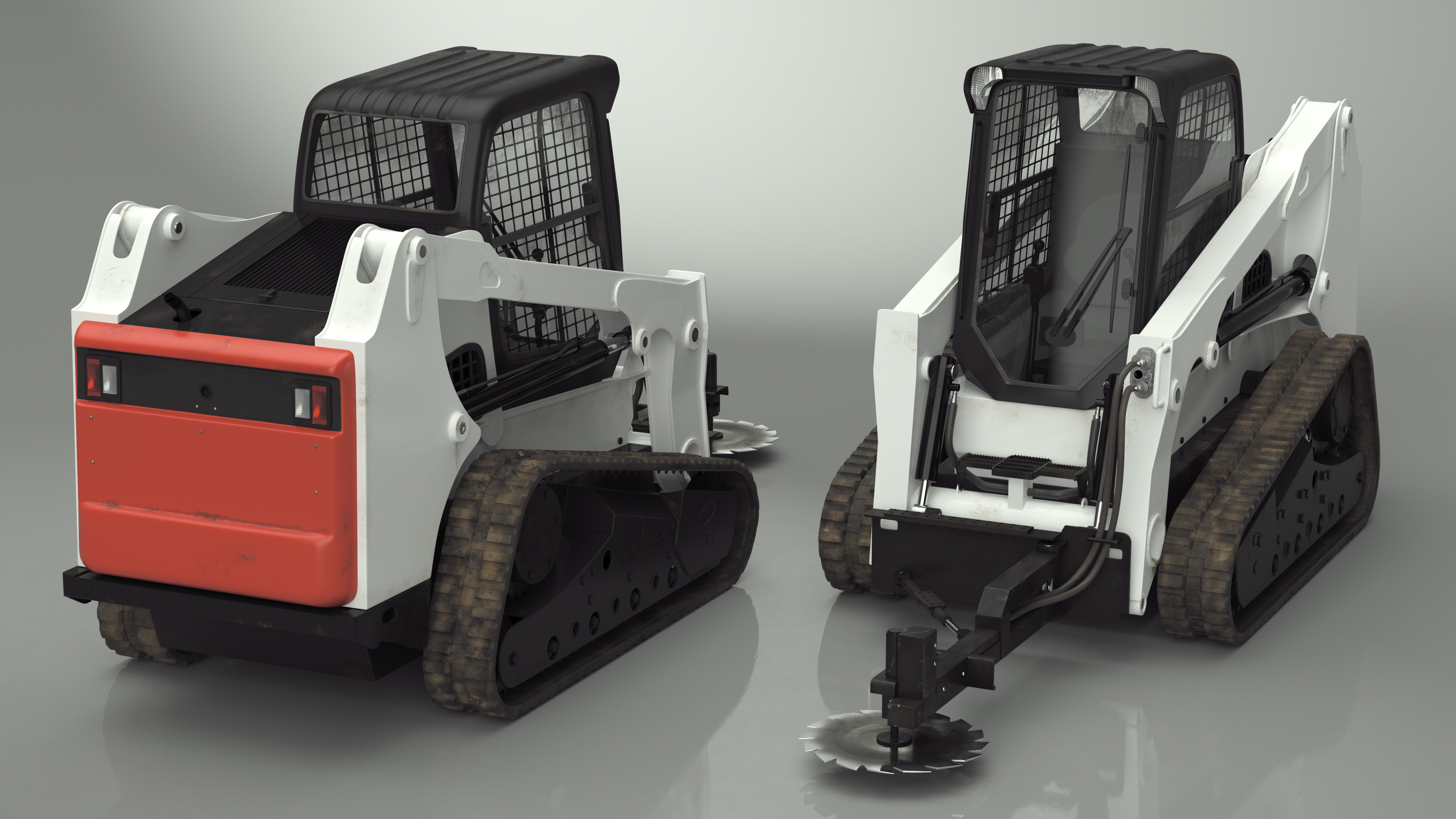 Compact Track Loader with Forestry Saw Attachment 3D model