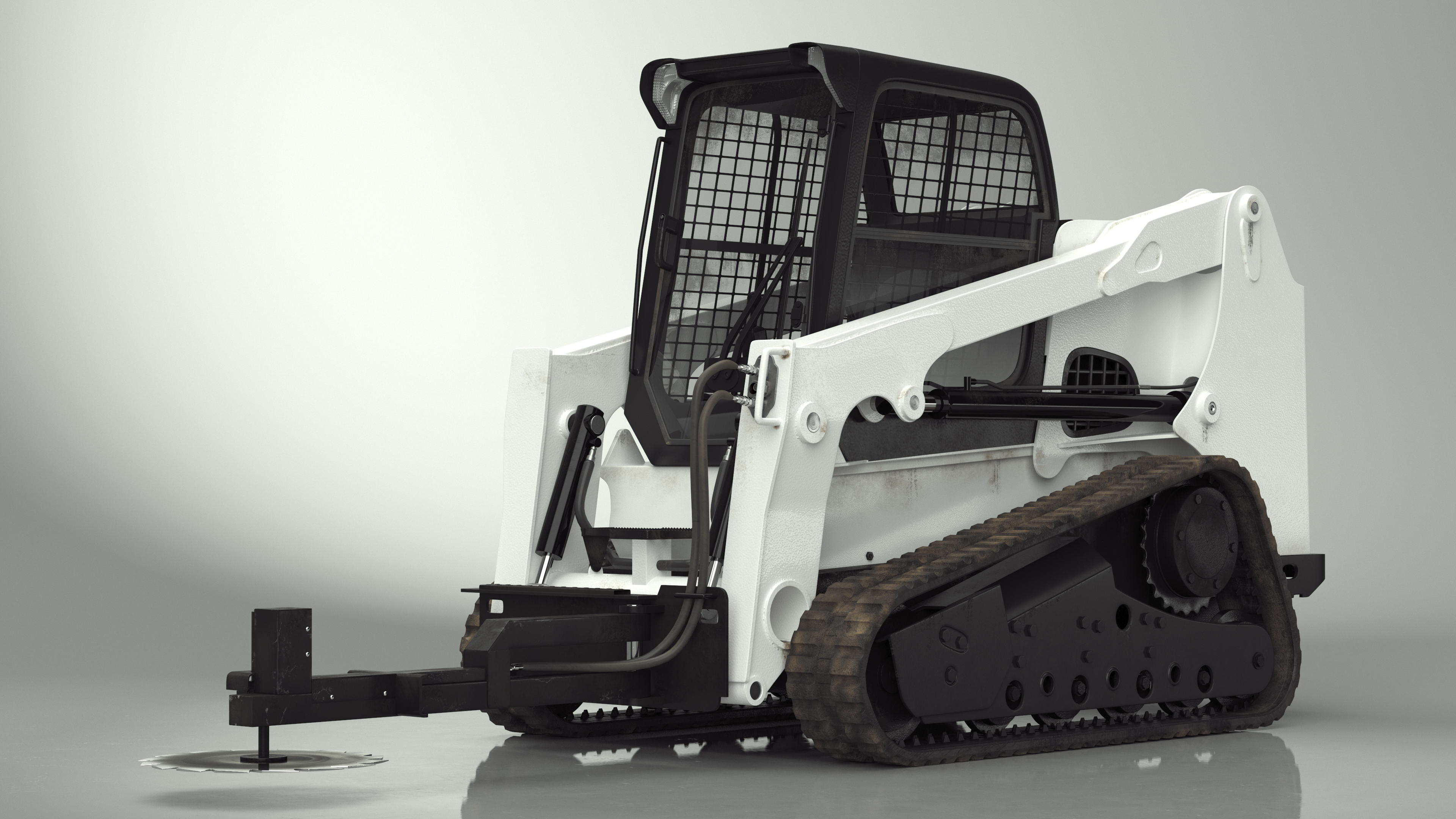 Compact Track Loader with Forestry Saw Attachment 3D model