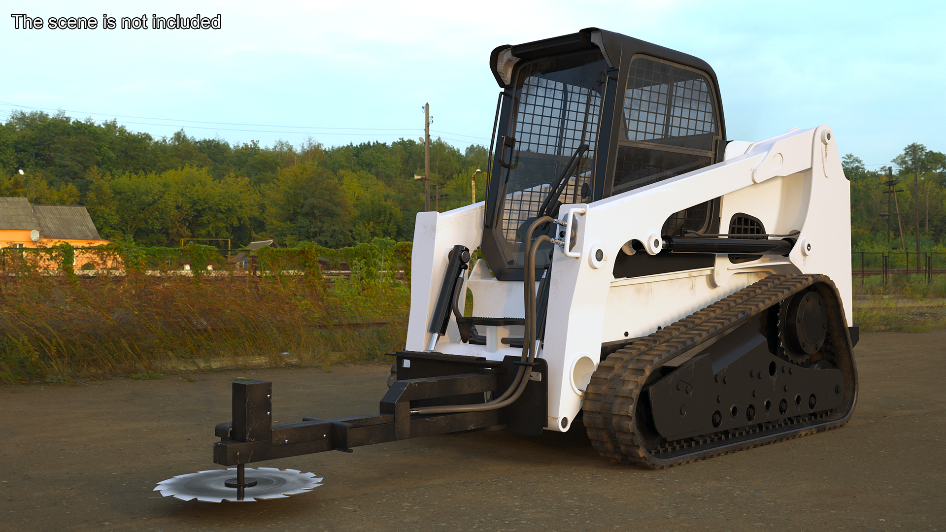 Compact Track Loader with Forestry Saw Attachment 3D model