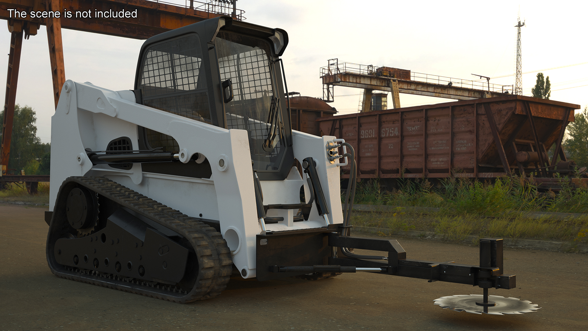 Compact Track Loader with Forestry Saw Attachment 3D model