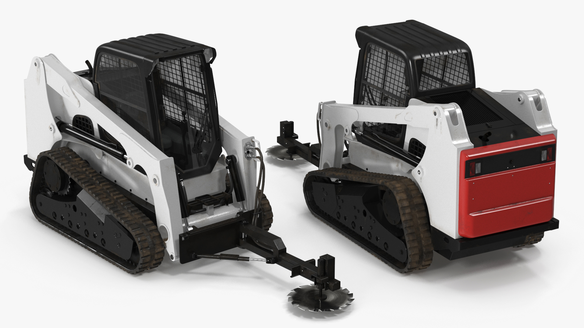 Compact Track Loader with Forestry Saw Attachment 3D model
