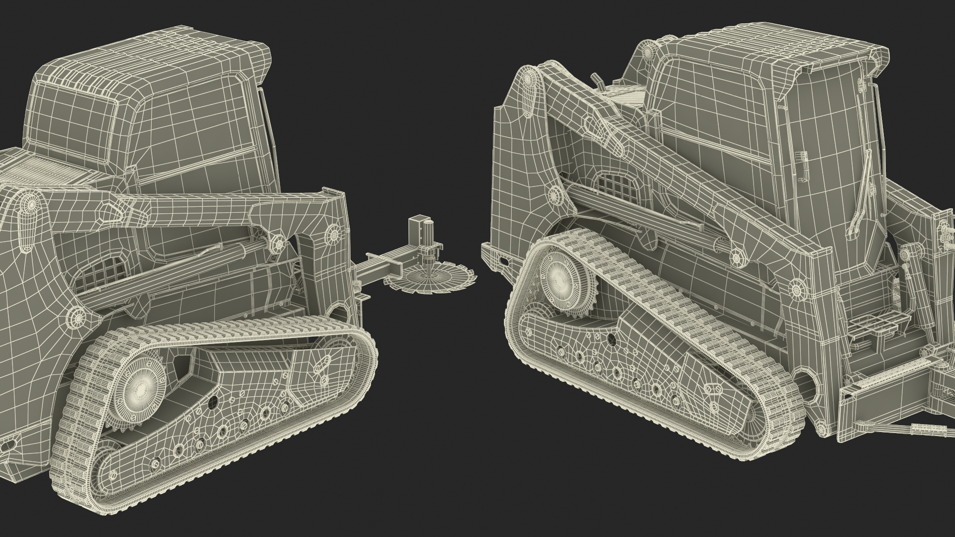 Compact Track Loader with Forestry Saw Attachment 3D model