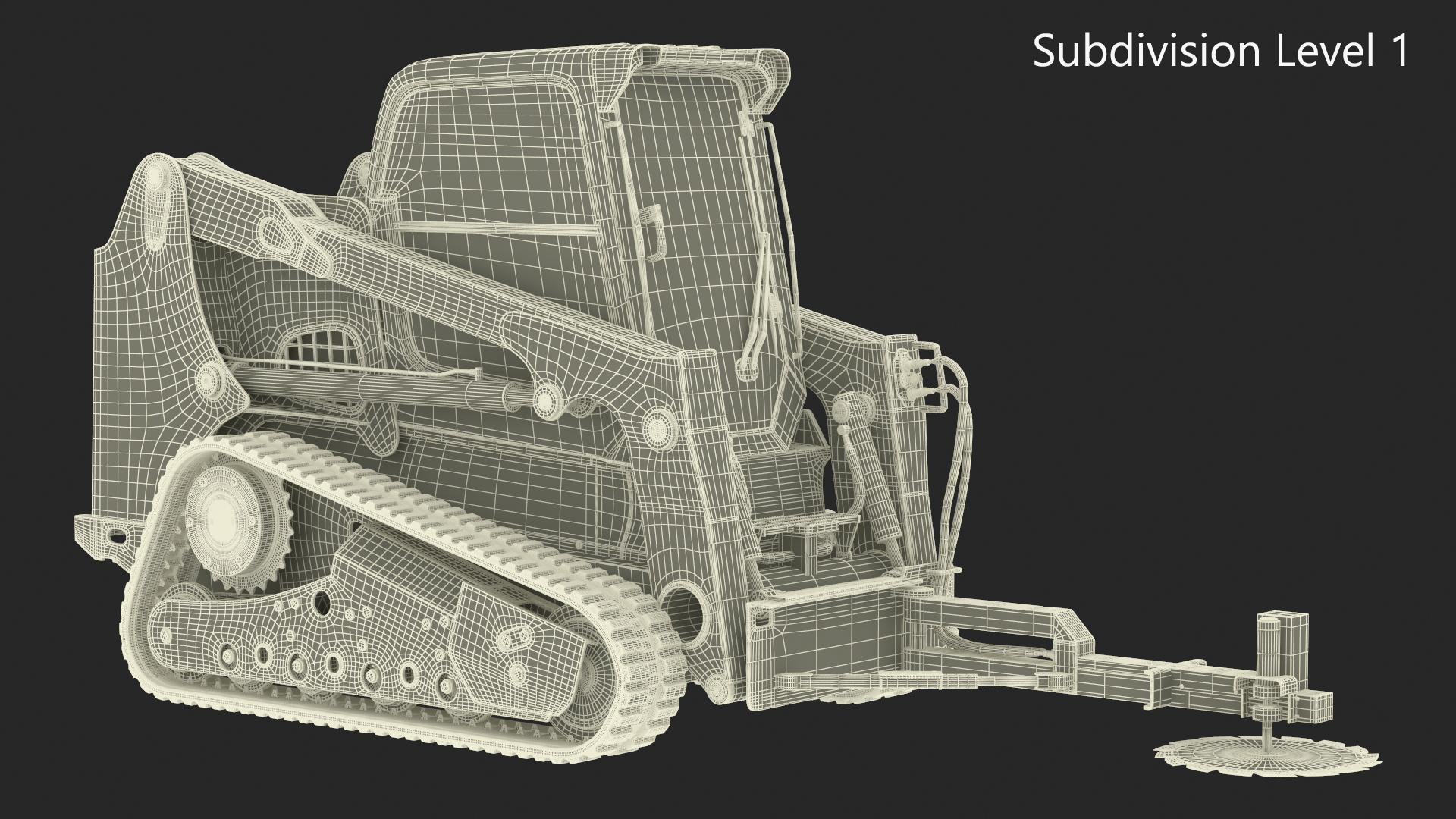 Compact Track Loader with Forestry Saw Attachment 3D model