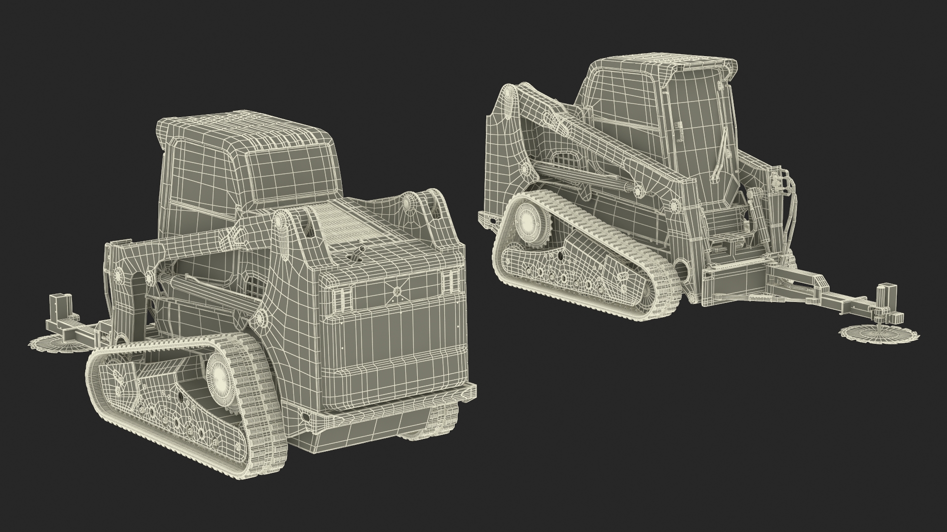 Compact Track Loader with Forestry Saw Attachment 3D model