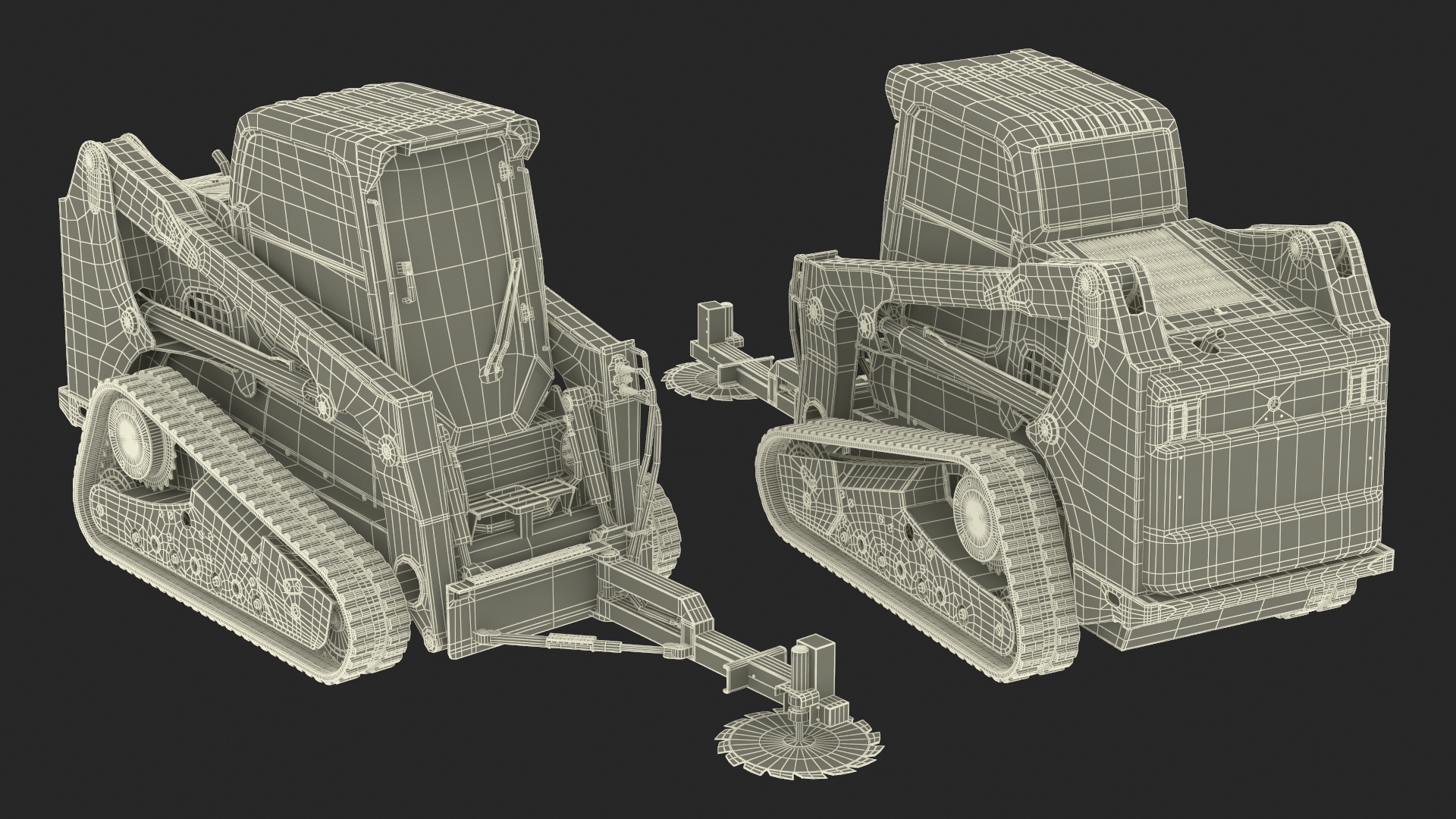 Compact Track Loader with Forestry Saw Attachment 3D model