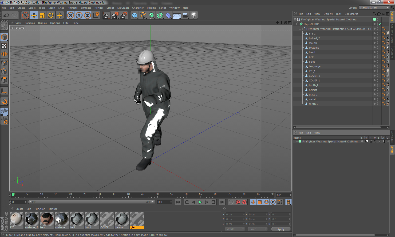3D Firefighter Wearing Special Hazard Clothing model