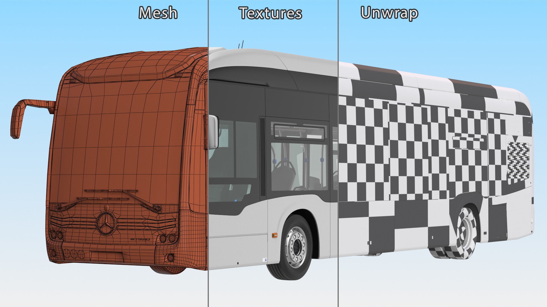 3D model Mercedes-Benz eCitaro Three Doors Rigged