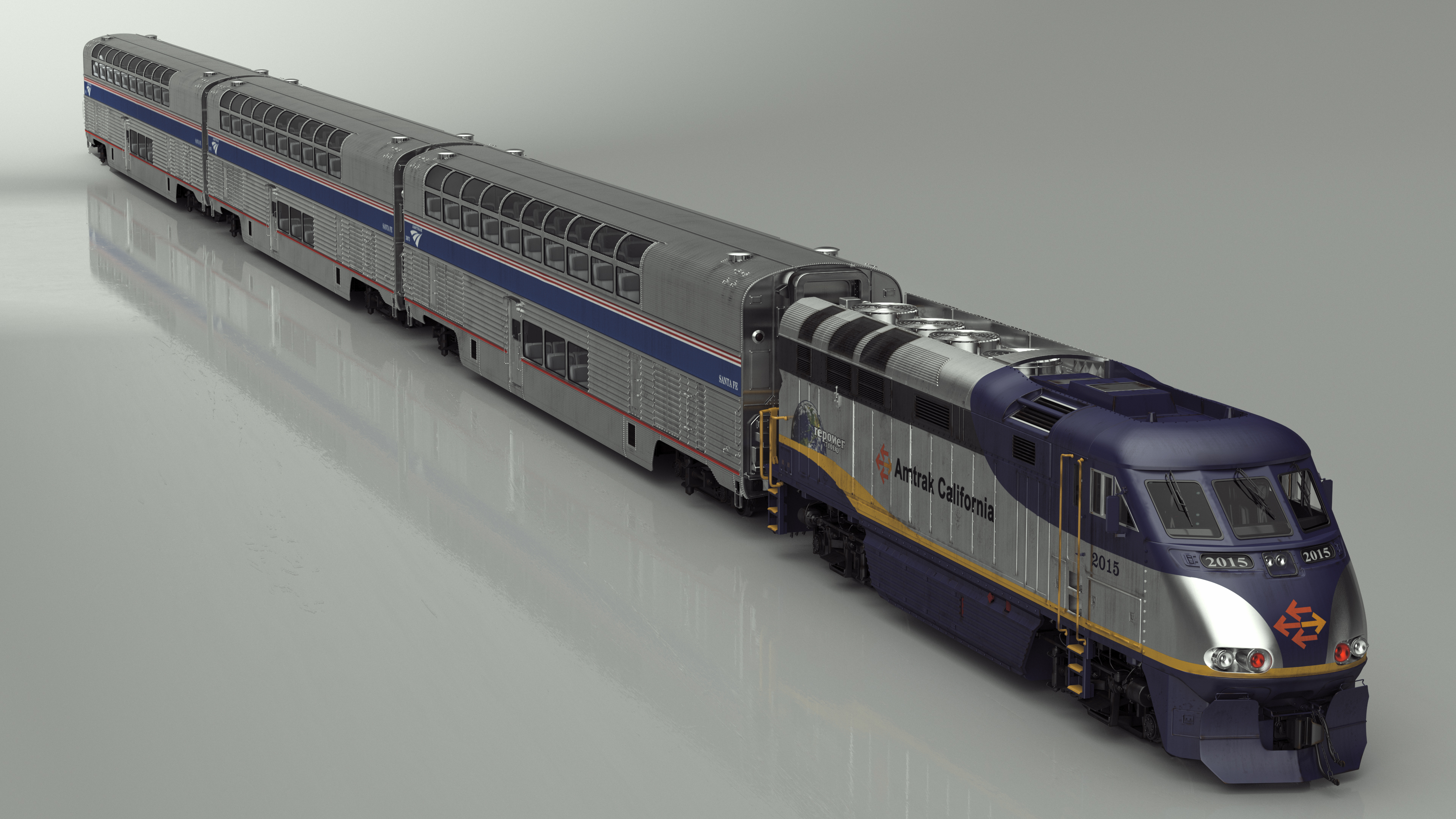 3D Amtrak California Passenger Train model
