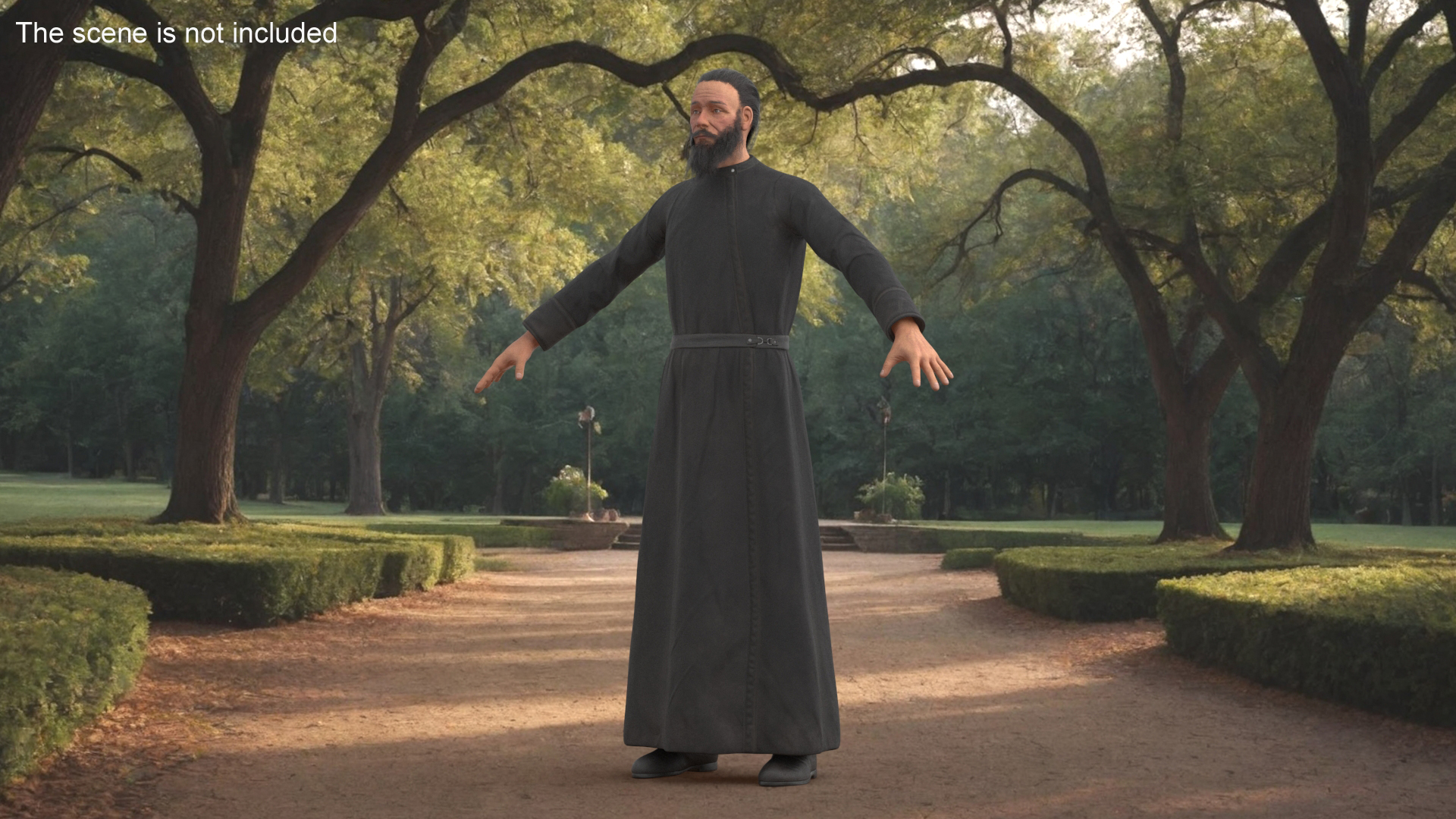 3D model Orthodox Church Monk Wearing Robe A-Pose