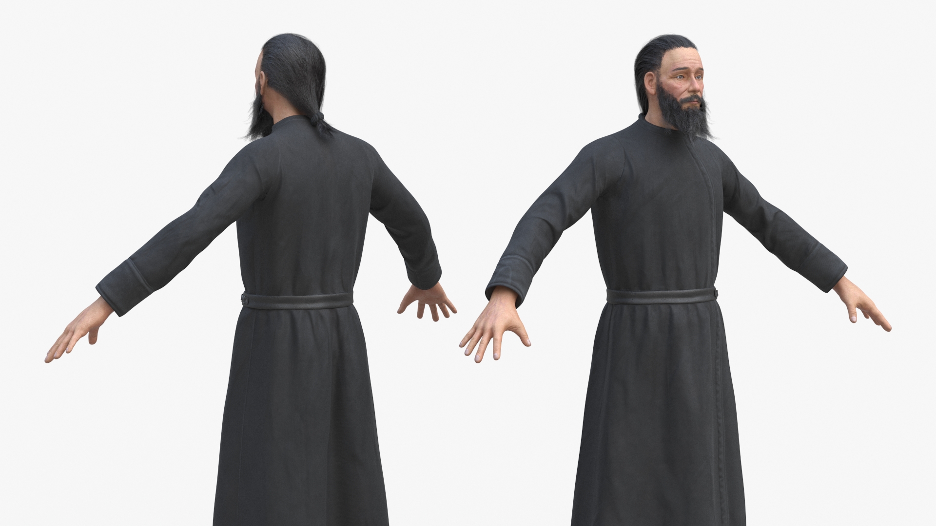 3D model Orthodox Church Monk Wearing Robe A-Pose