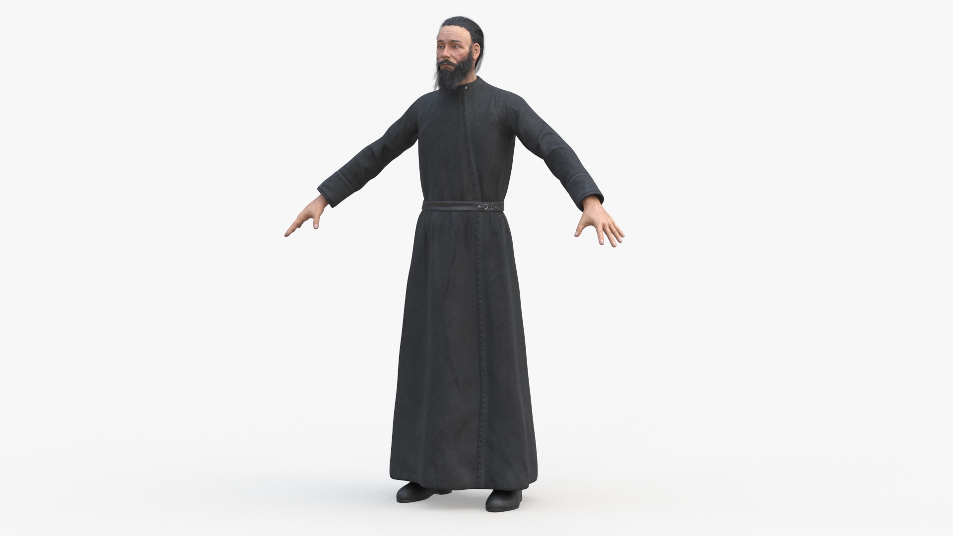 3D model Orthodox Church Monk Wearing Robe A-Pose