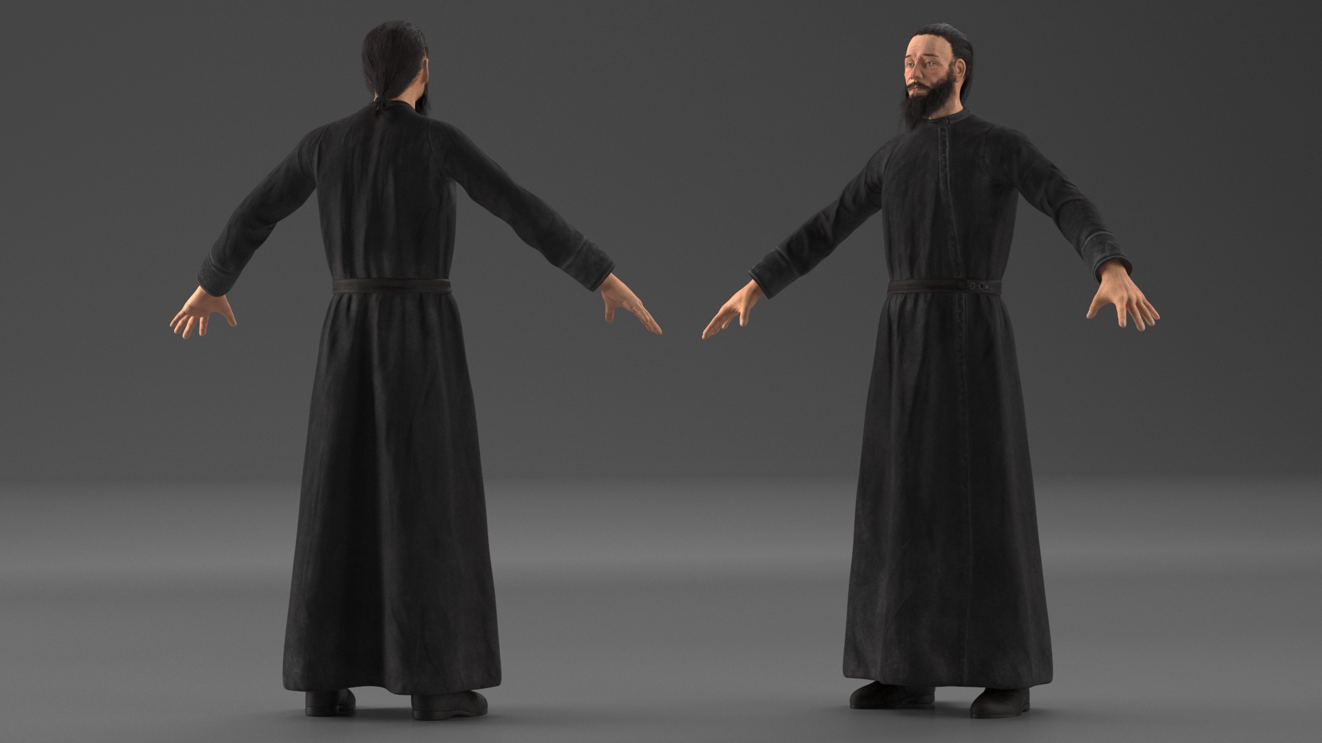 3D model Orthodox Church Monk Wearing Robe A-Pose