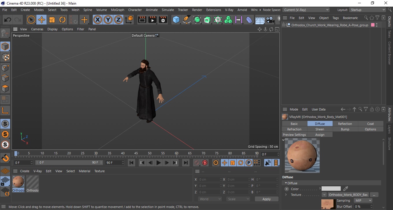 3D model Orthodox Church Monk Wearing Robe A-Pose