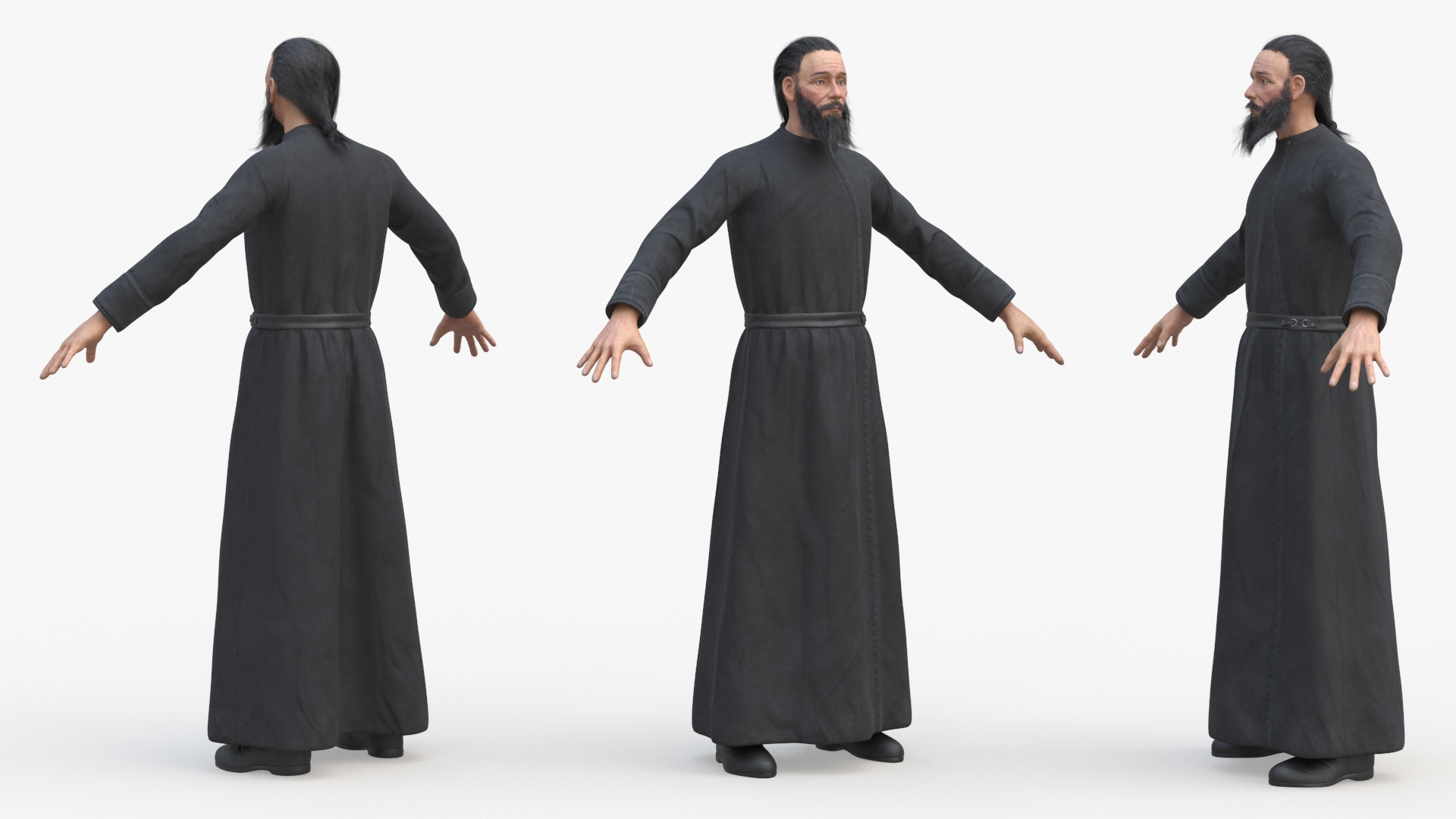 3D model Orthodox Church Monk Wearing Robe A-Pose