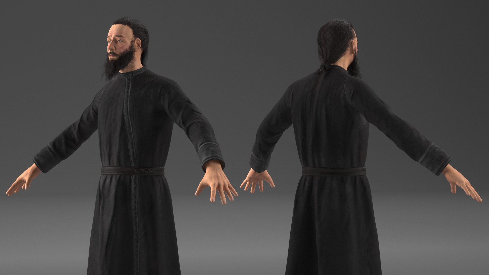 3D model Orthodox Church Monk Wearing Robe A-Pose