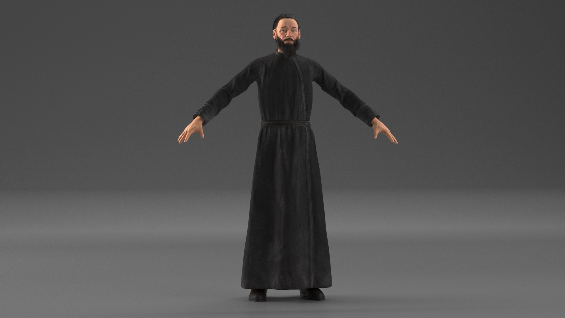 3D model Orthodox Church Monk Wearing Robe A-Pose