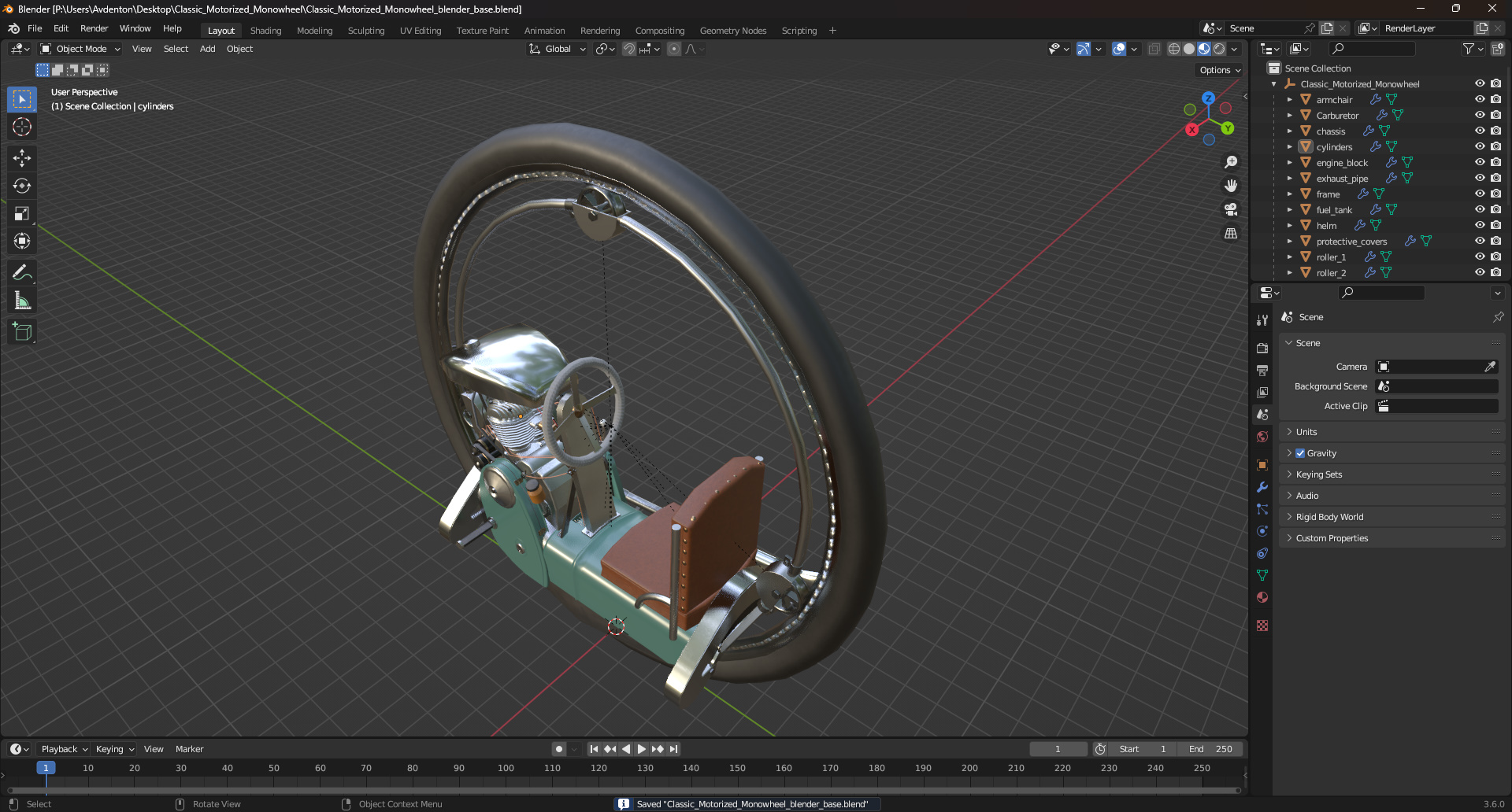 Classic Motorized Monowheel 3D