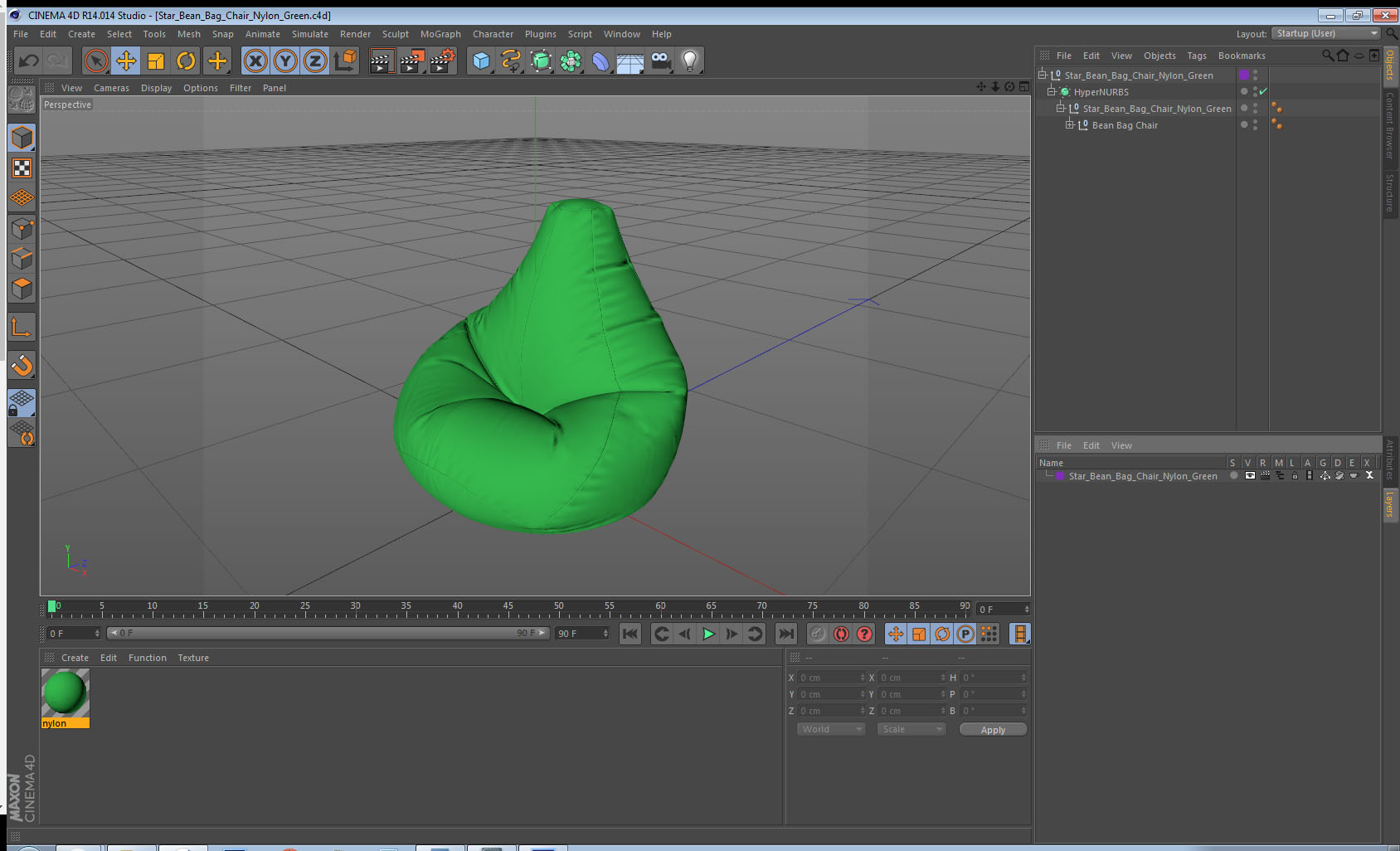 3D Star Bean Bag Chair Nylon Green