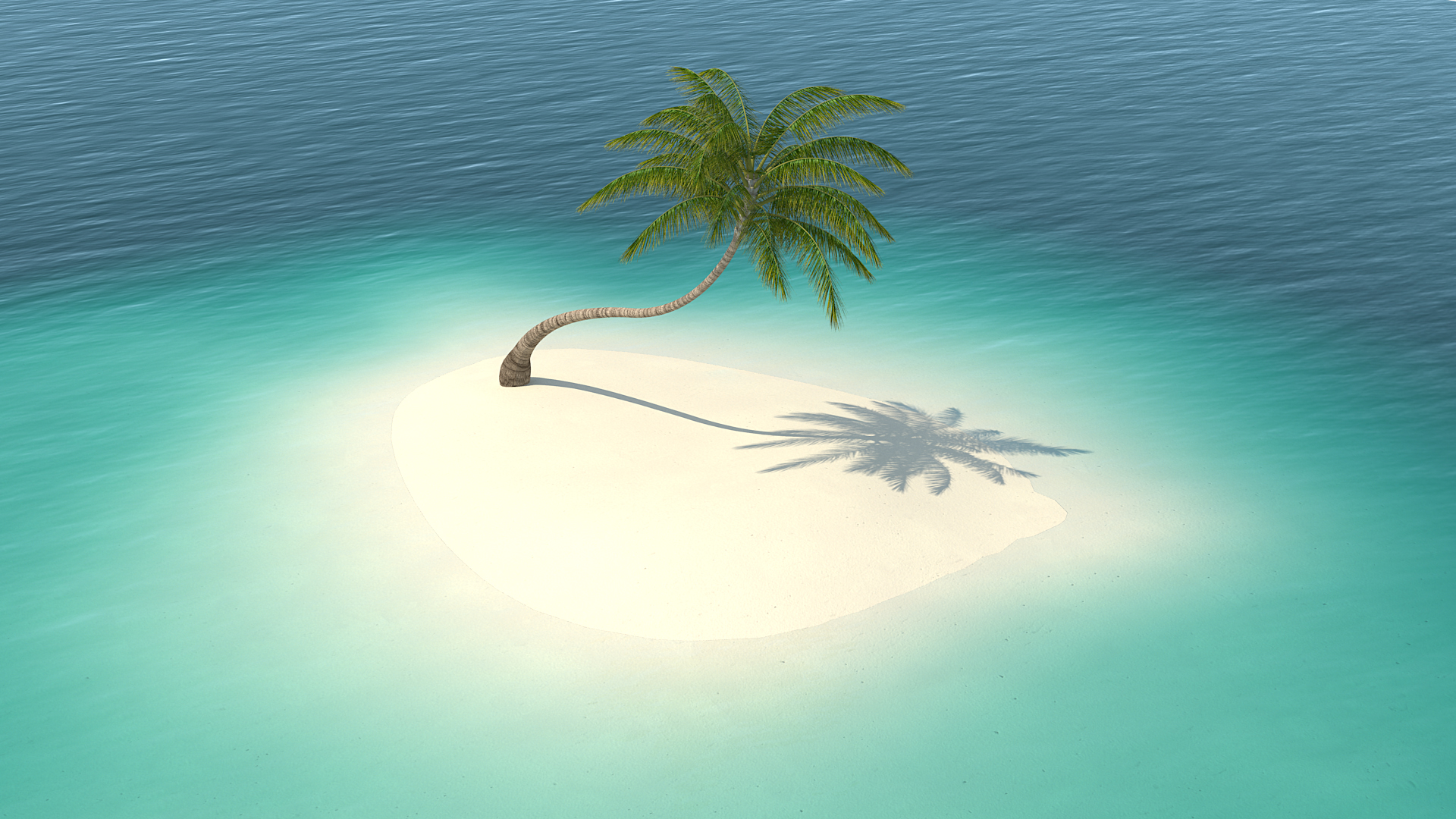 Desert Tropical Island with Palm Tree 3D
