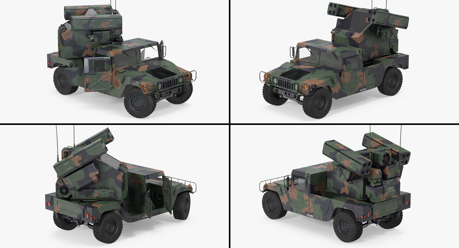 HMMWV M998 Equipped with Avenger Camo Rigged 3D model