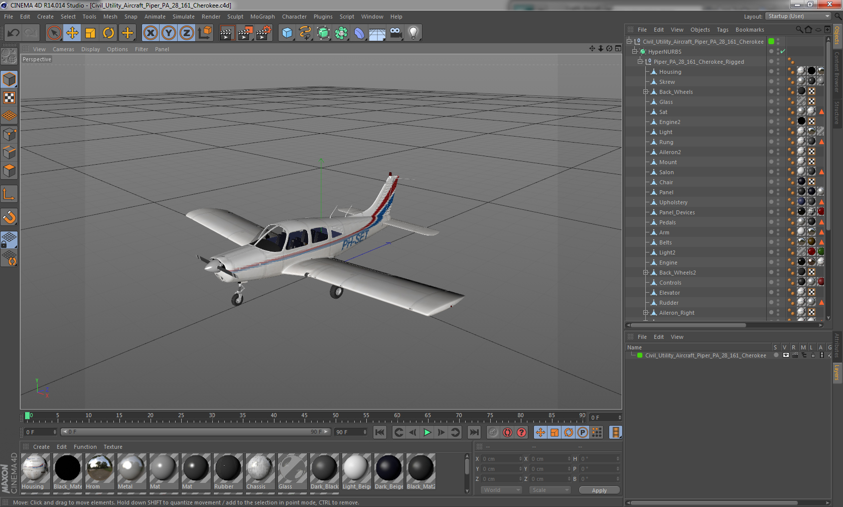 Civil Utility Aircraft Piper PA 28 161 Cherokee 3D