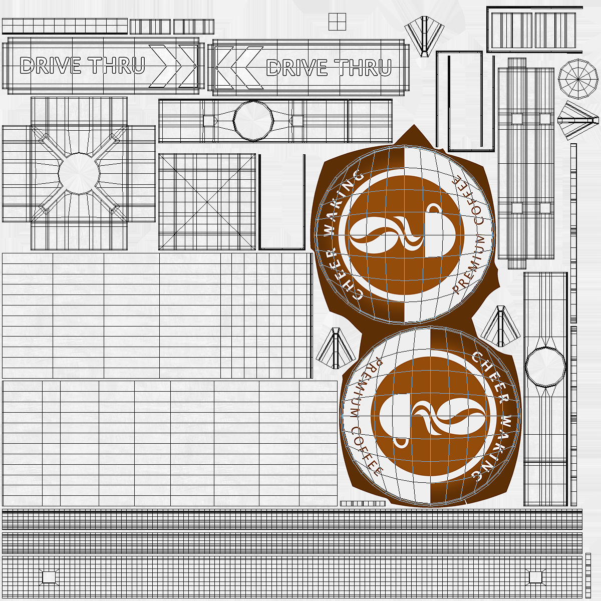 3D model Tall Coffee Shop Drive Thru Signage