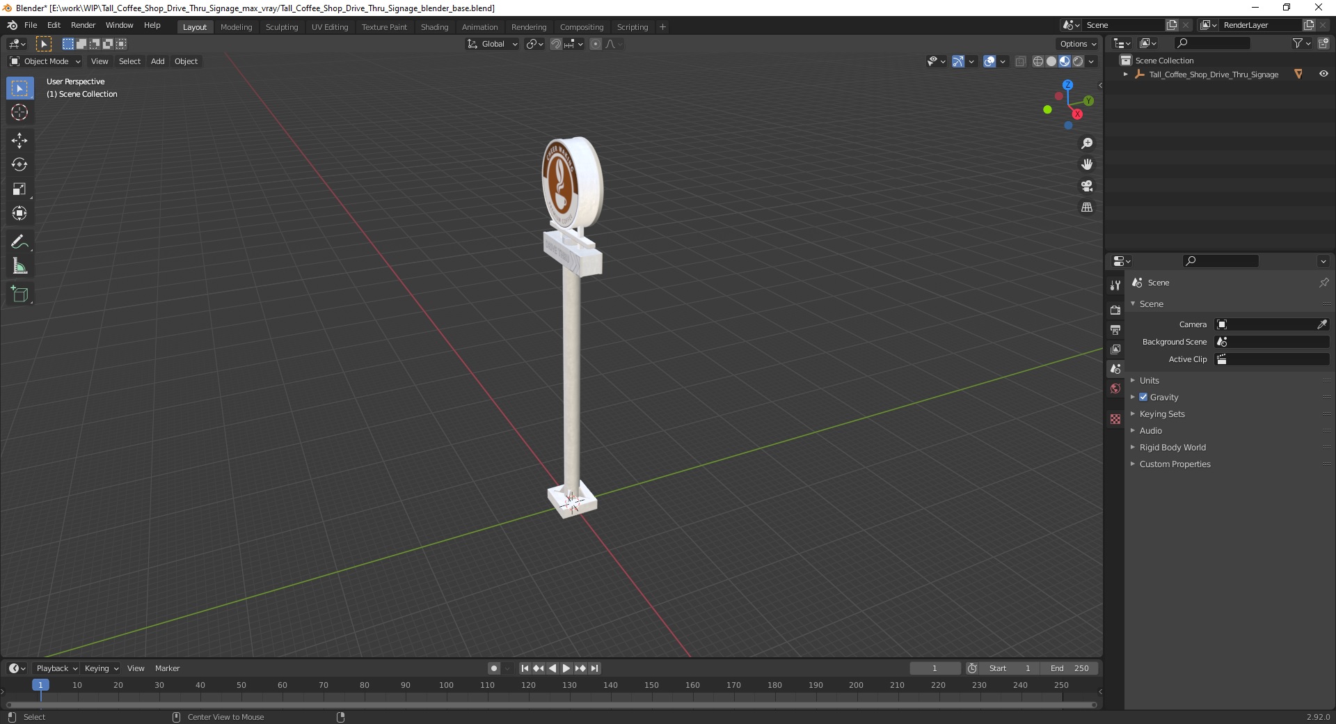 3D model Tall Coffee Shop Drive Thru Signage