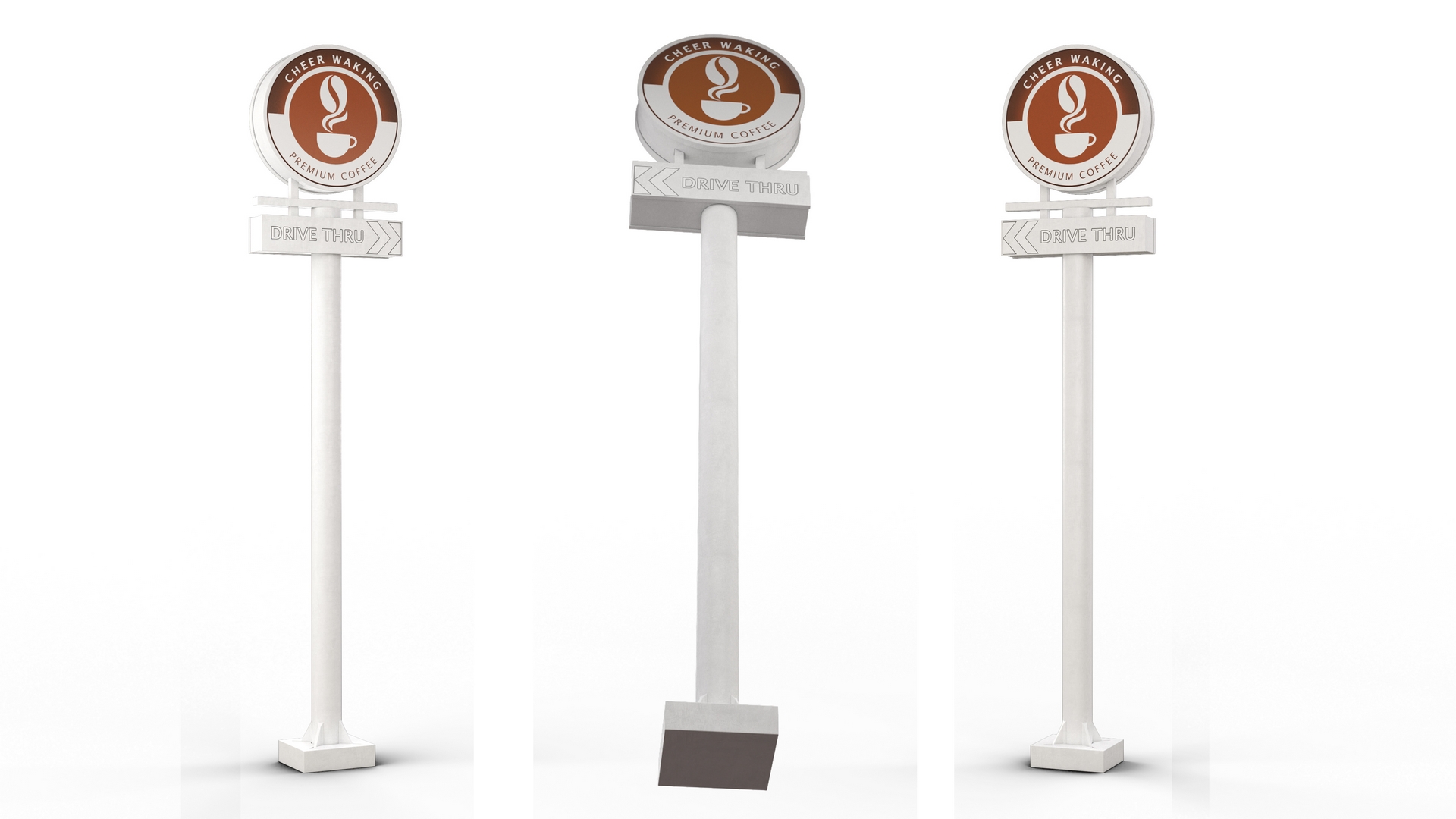 3D model Tall Coffee Shop Drive Thru Signage