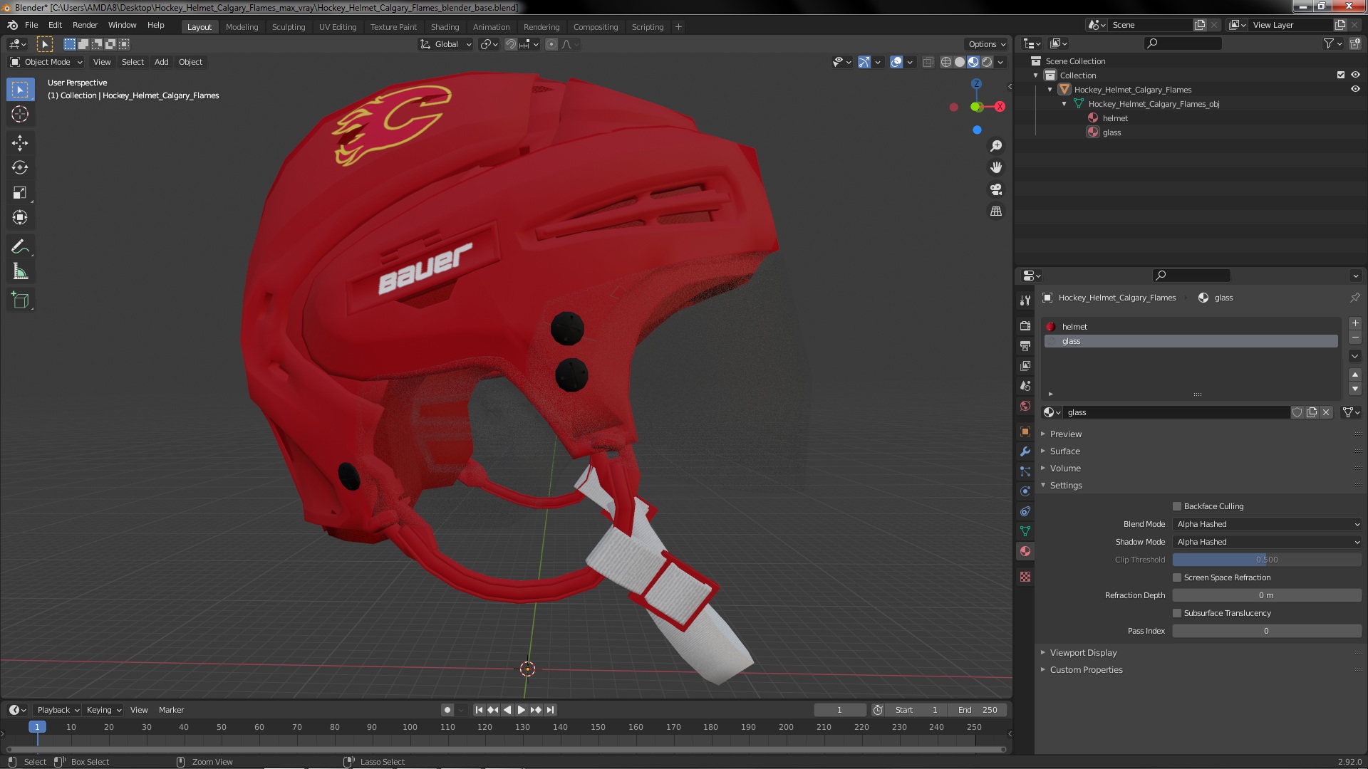 3D Hockey Helmet Calgary Flames model