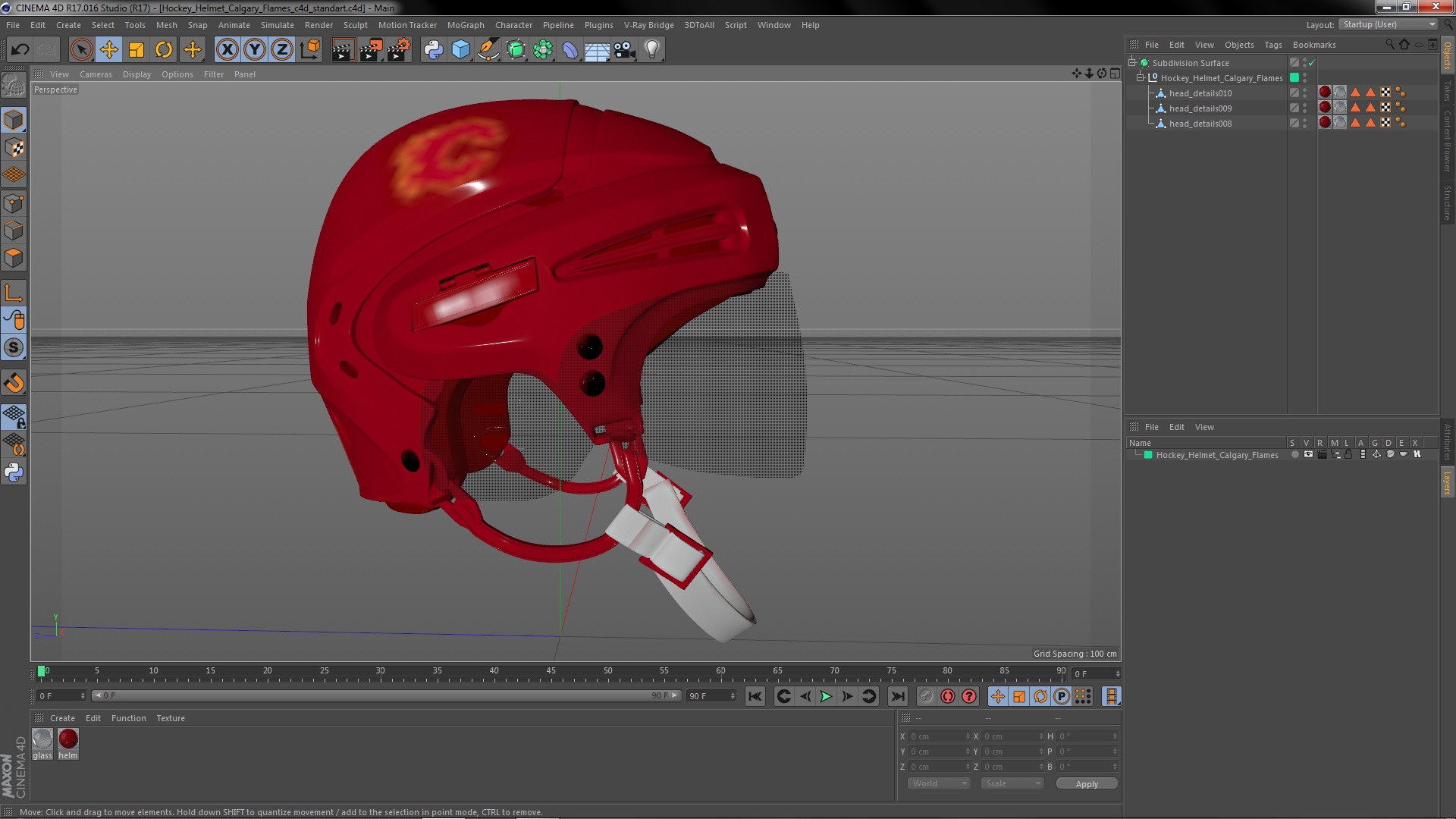 3D Hockey Helmet Calgary Flames model