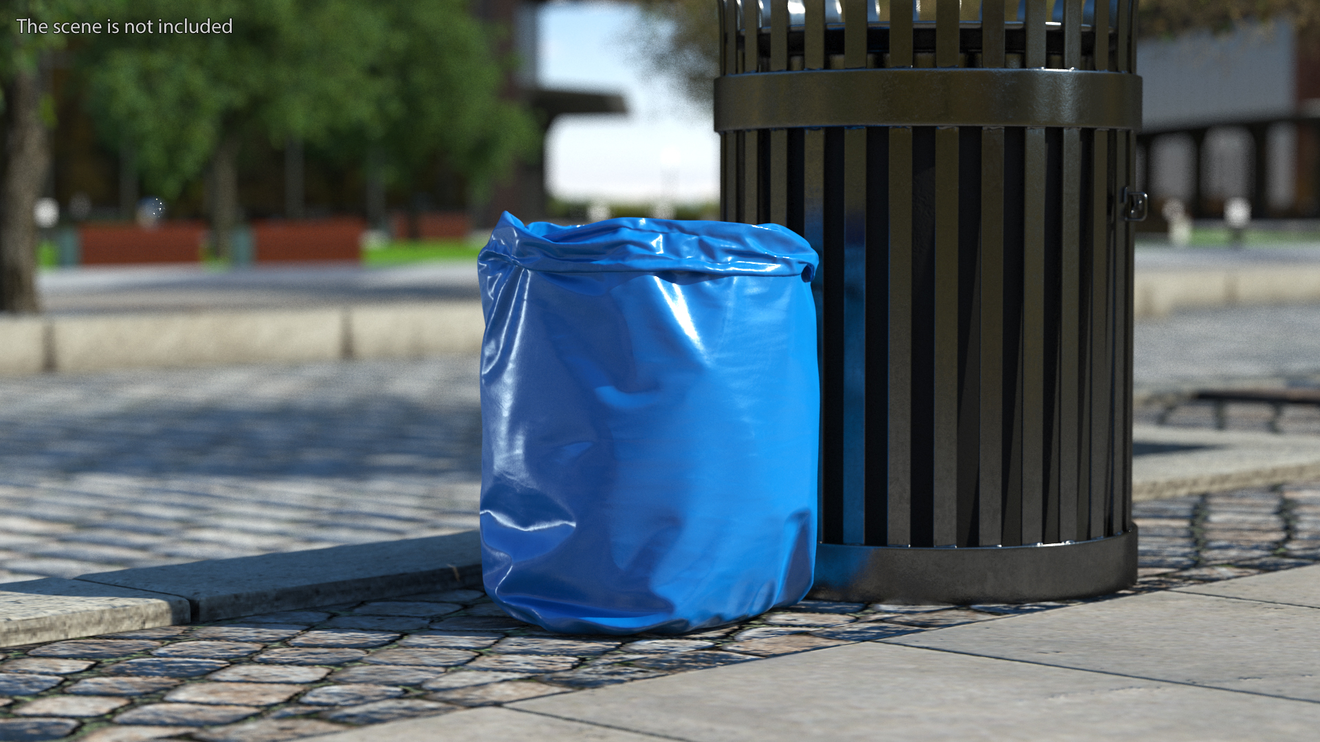 Open Blue Rubbish Bag Small 3D