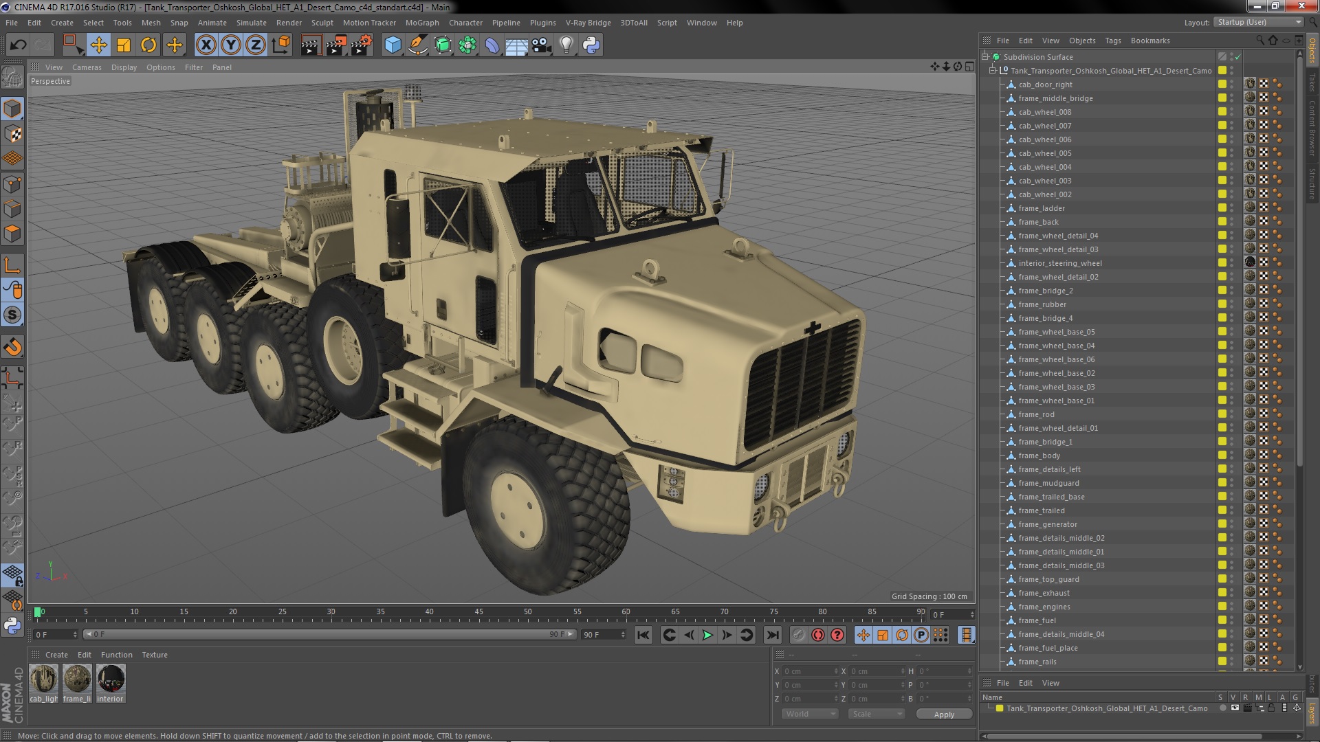 3D model Tank Transporter Oshkosh Global HET A1 Desert Camo