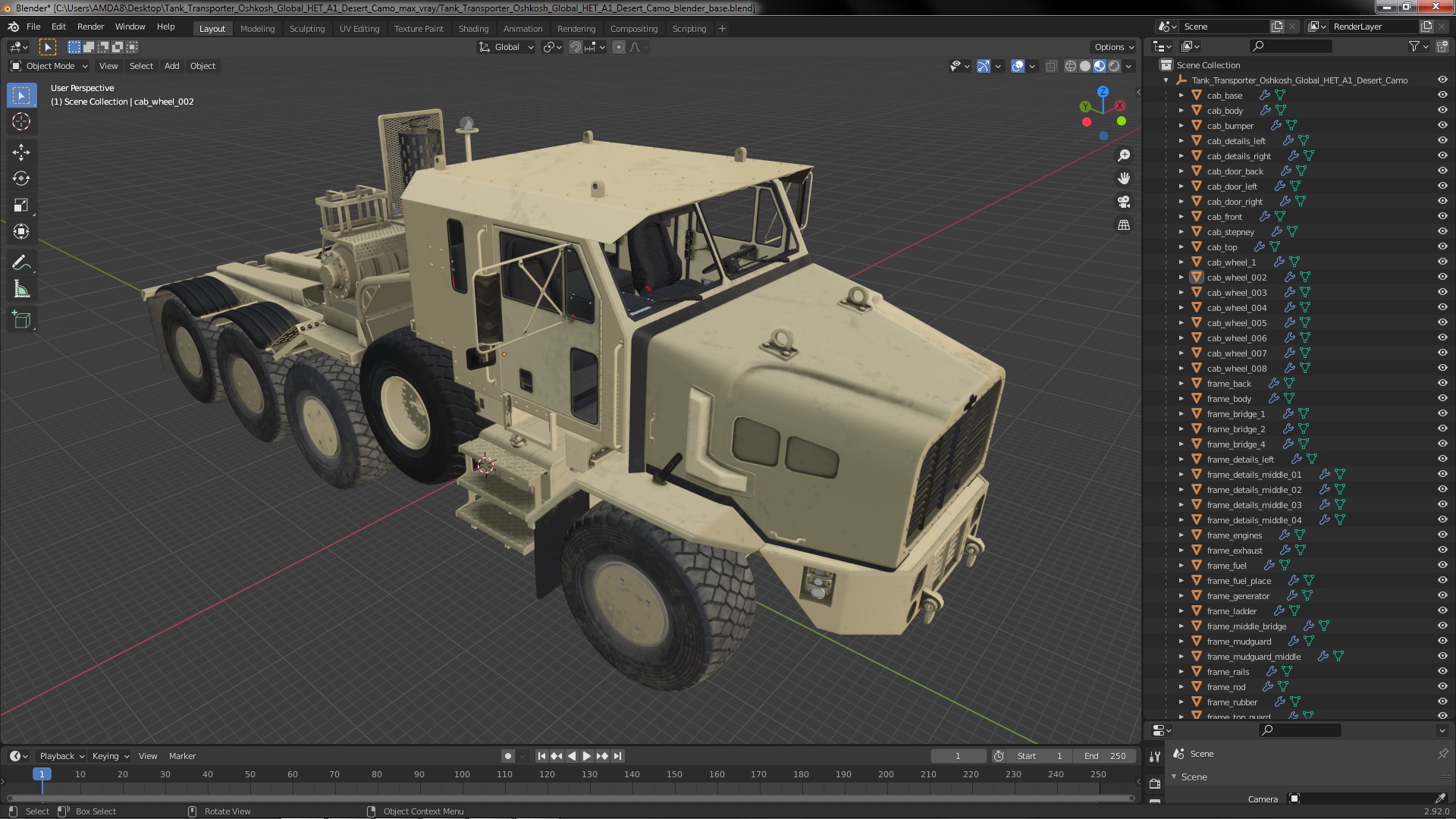 3D model Tank Transporter Oshkosh Global HET A1 Desert Camo