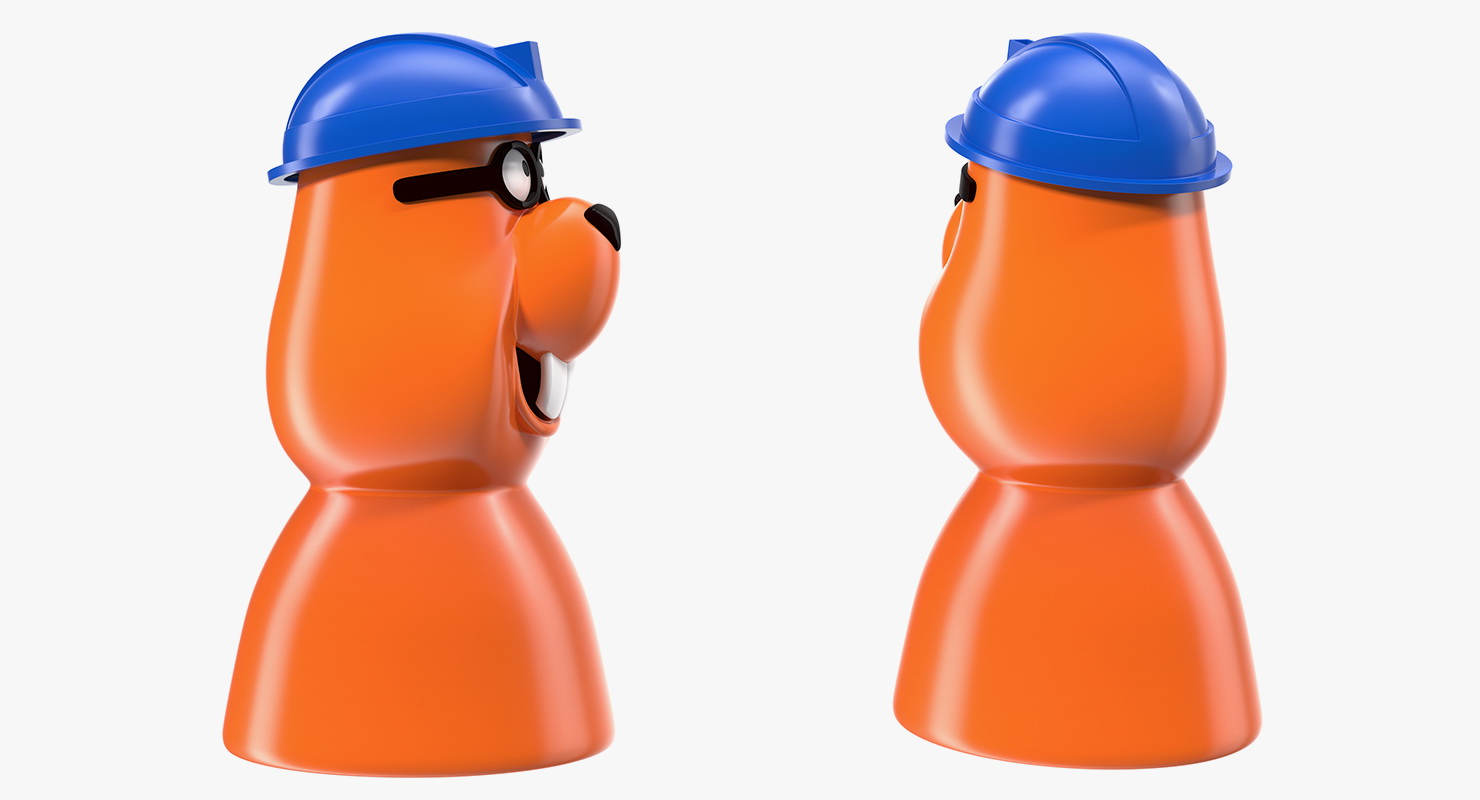 3D Toy Beaver in Miner Helmet