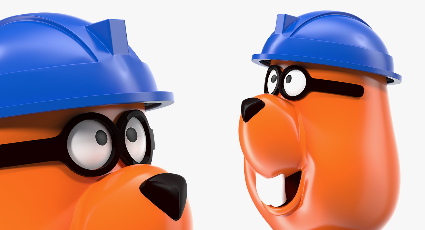 3D Toy Beaver in Miner Helmet