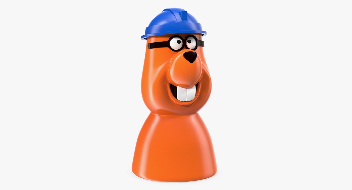3D Toy Beaver in Miner Helmet