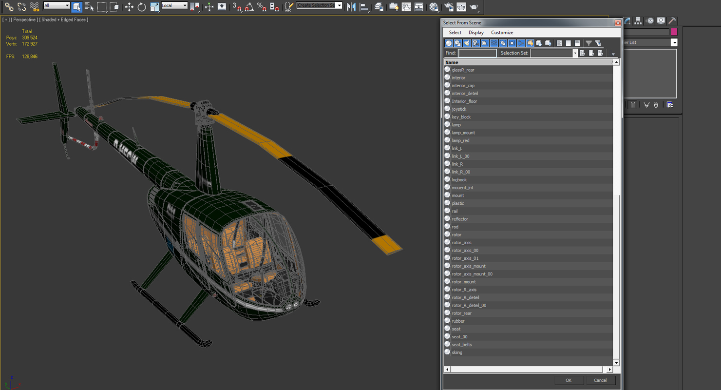3D Light Helicopter Robinson R44 2