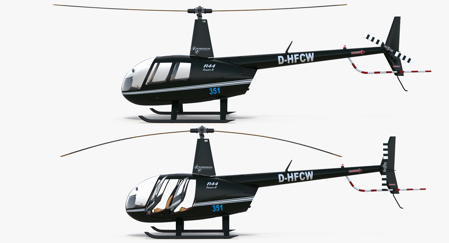 3D Light Helicopter Robinson R44 2