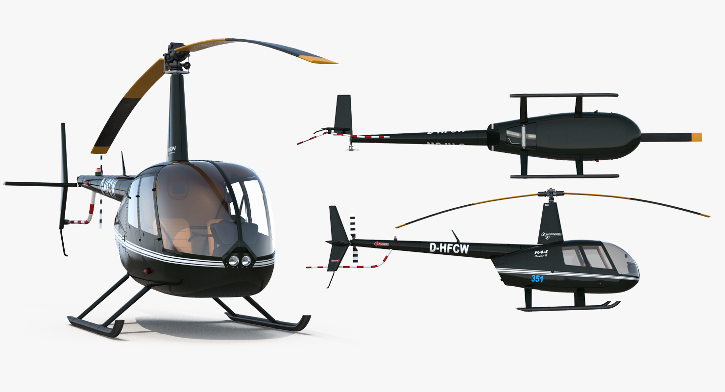 3D Light Helicopter Robinson R44 2