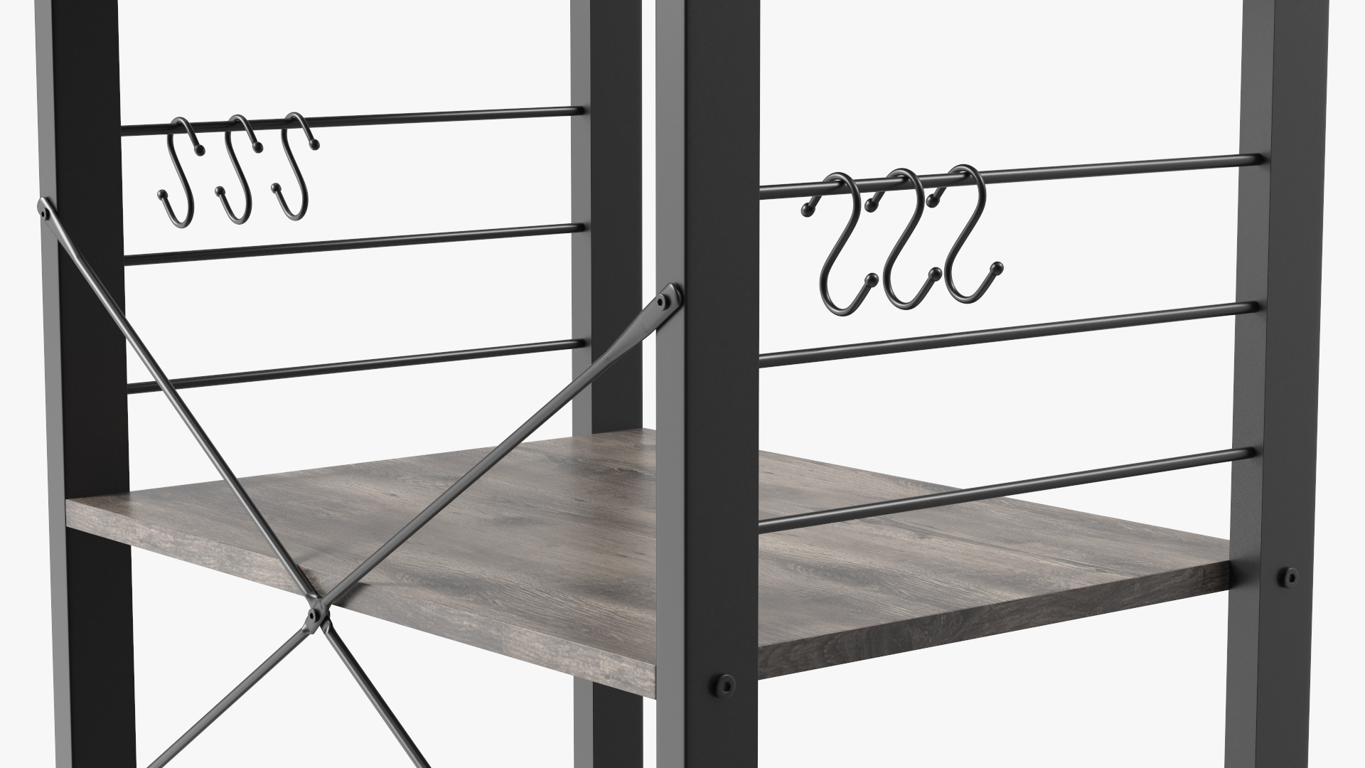 3D Metal Kitchen Cart Gray Wood model