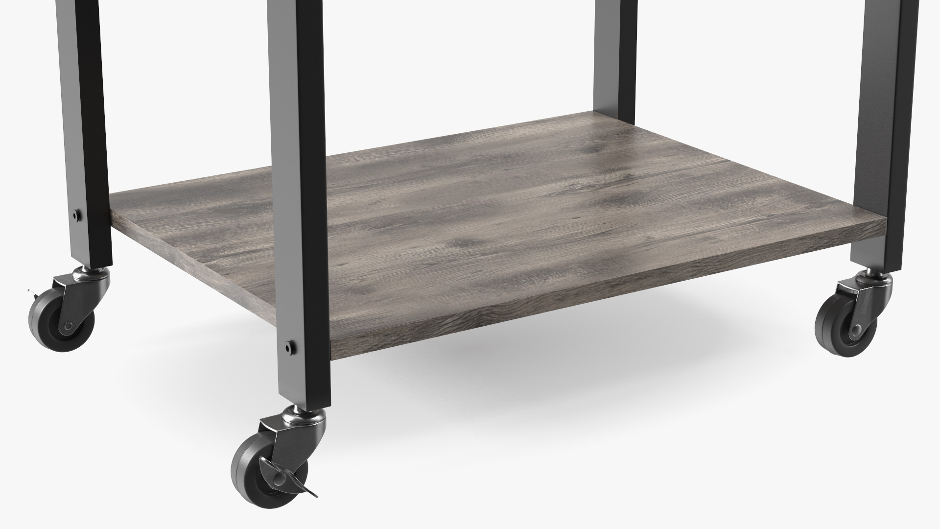 3D Metal Kitchen Cart Gray Wood model