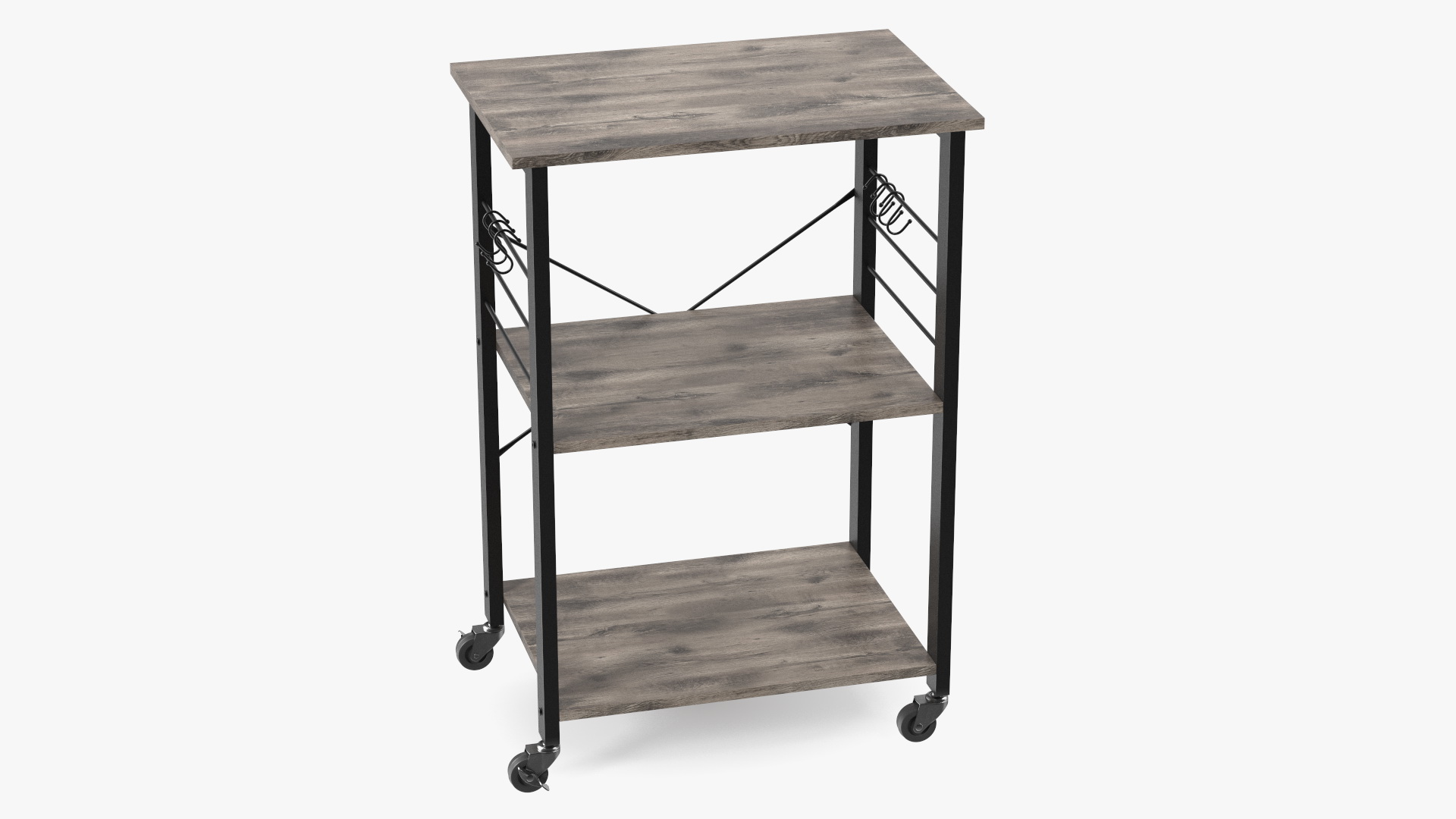 3D Metal Kitchen Cart Gray Wood model